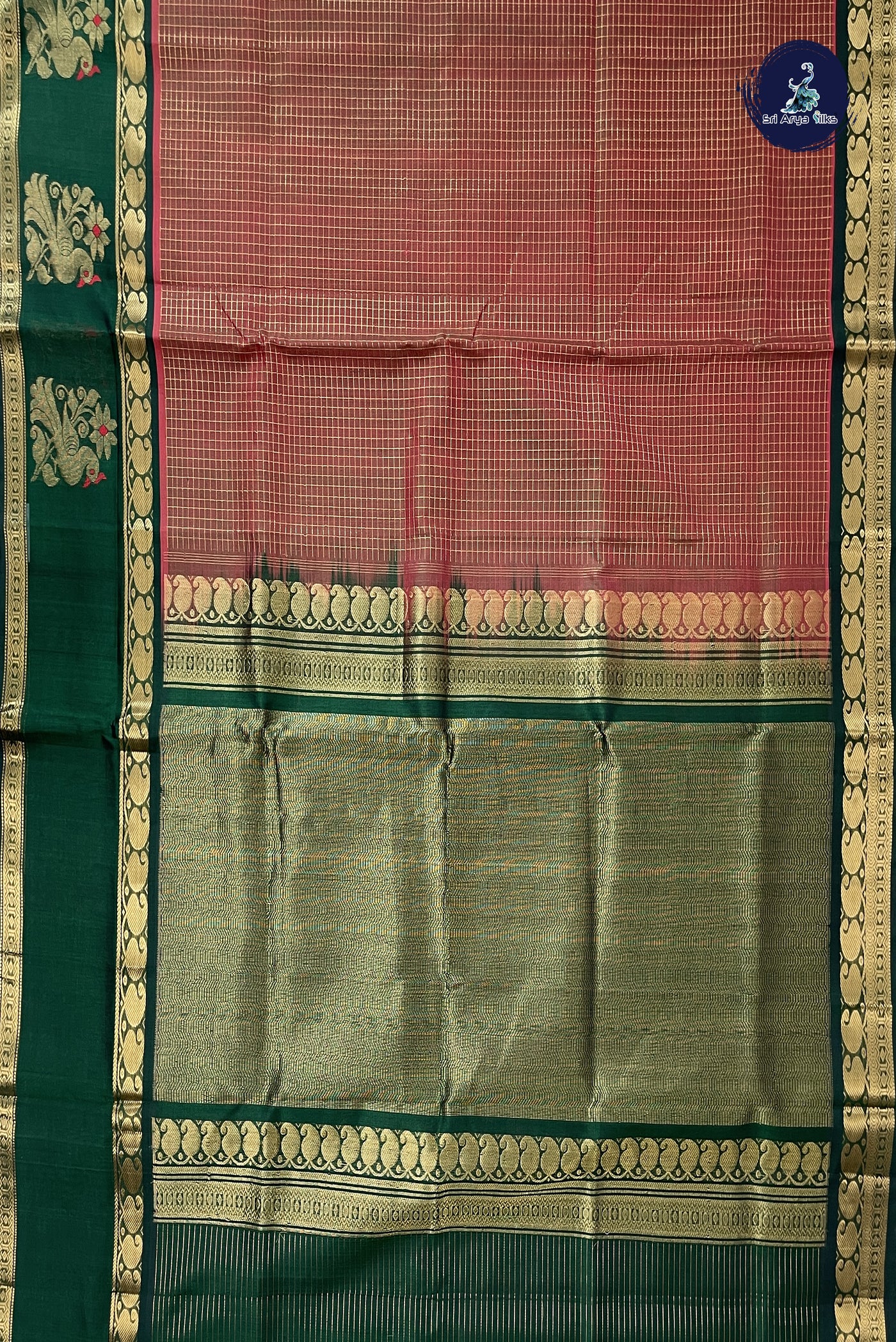 Manthulir Checked Saree With Zari Checked Pattern