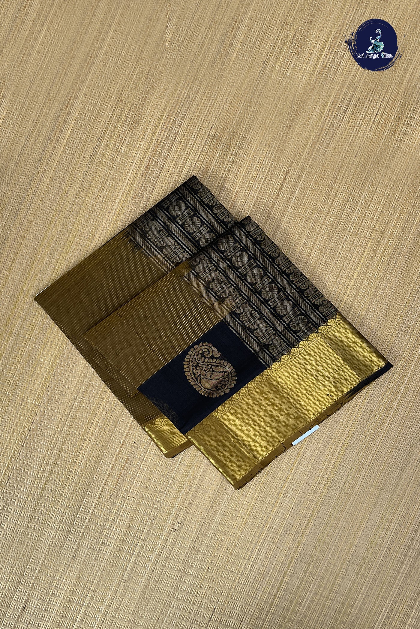 Honey Brown Bridal Silk Cotton Saree With Stripes Pattern