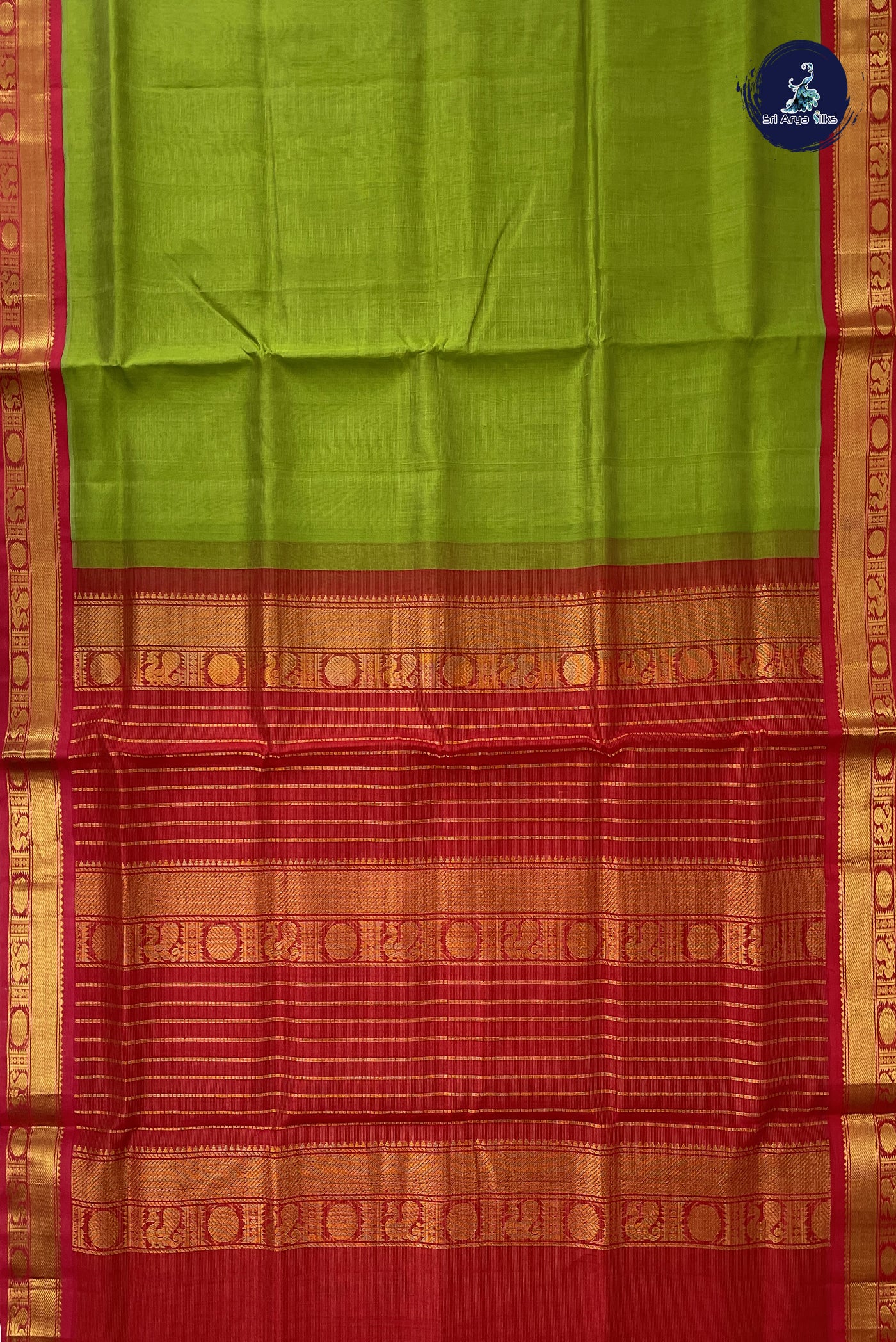 Light Green Vaira Oosi Silk Cotton Saree With Vaira Oosi Pattern