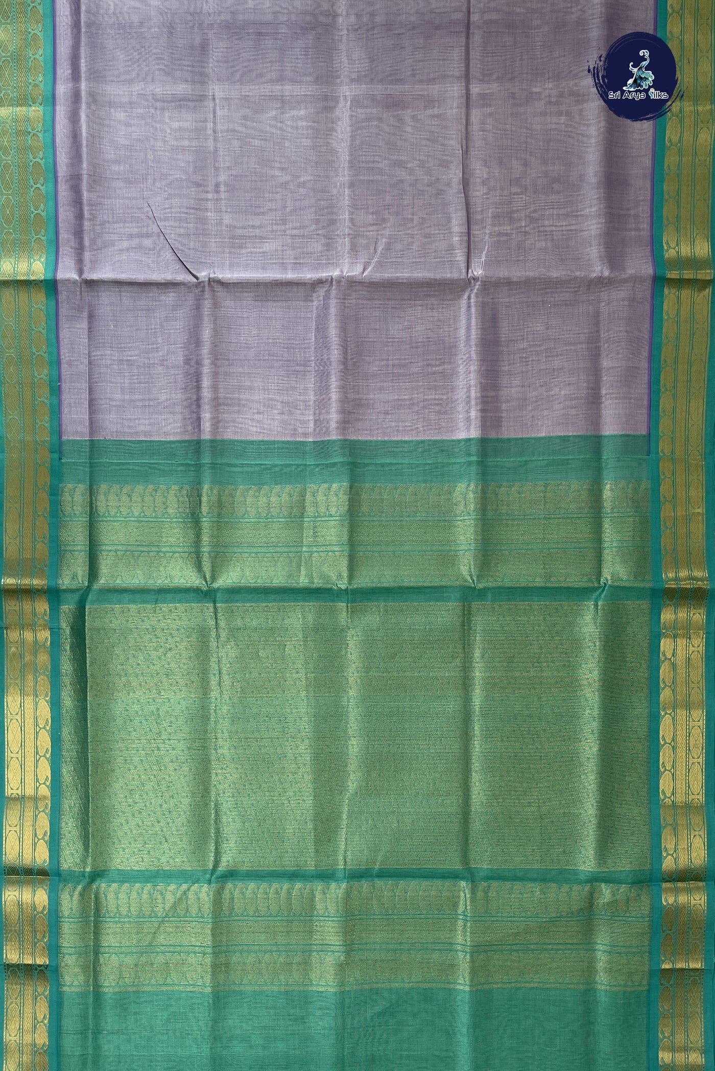 Lavender Vaira Oosi Silk Cotton Saree With Vaira Oosi Pattern