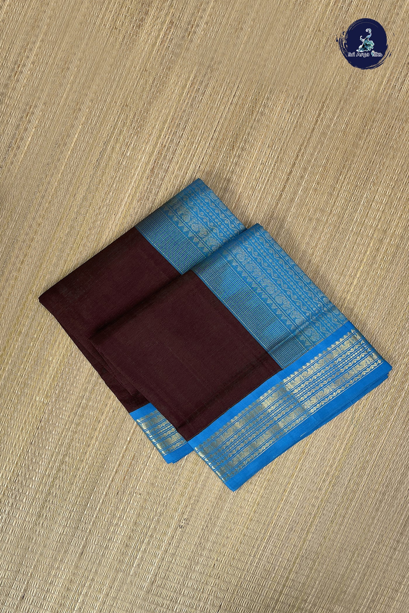 Coffee Brown Vaira Oosi Silk Cotton Saree With Vaira Oosi Pattern