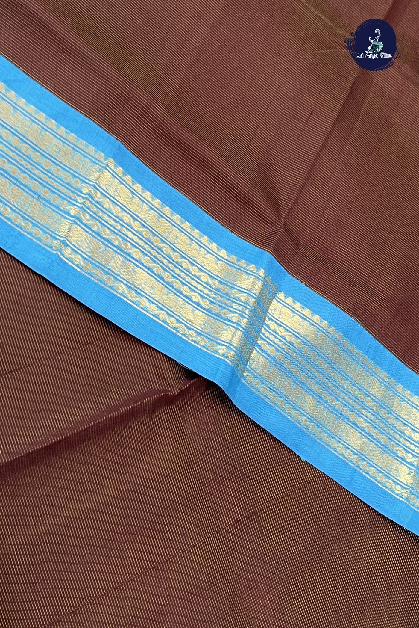 Coffee Brown Vaira Oosi Silk Cotton Saree With Vaira Oosi Pattern