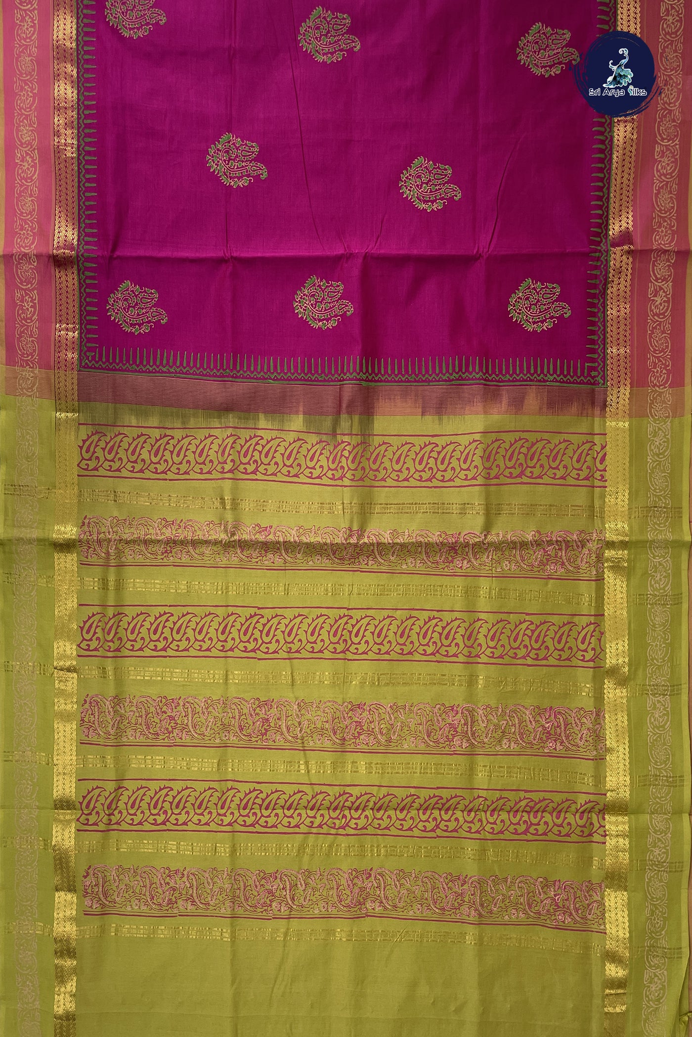 BeetRoot Shade Kanchi Semi Silk Cotton Saree With Printed Pattern