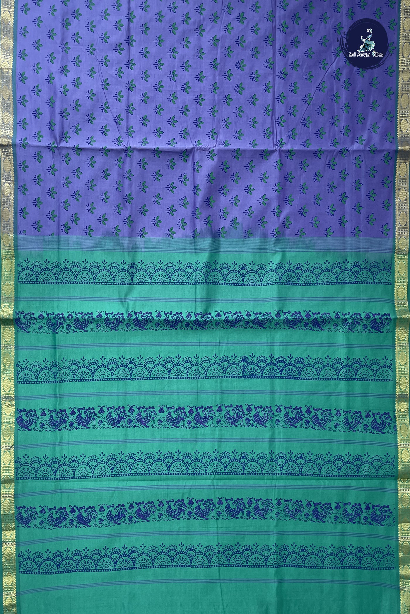 Lavender Kanchi Semi Silk Cotton Saree With Printed Pattern