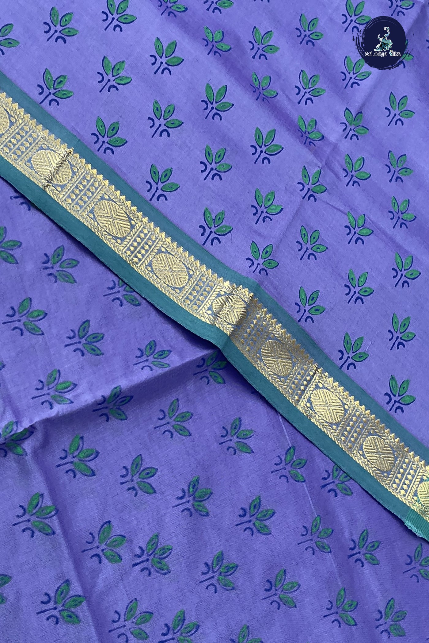 Lavender Kanchi Semi Silk Cotton Saree With Printed Pattern