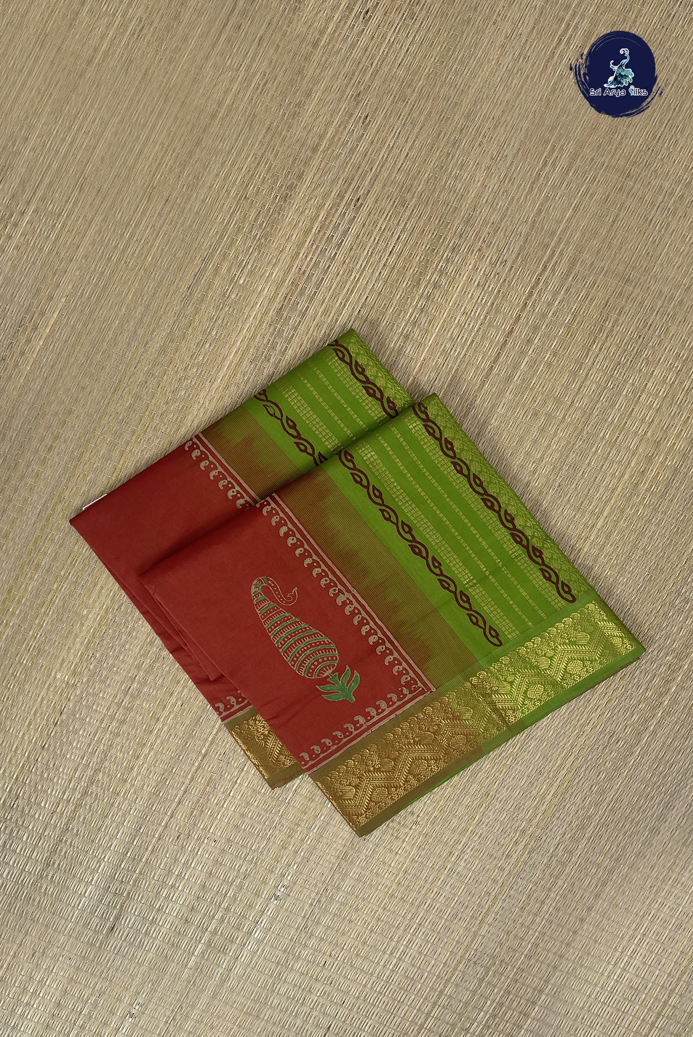 Brown Kanchi Semi Silk Cotton Saree With Printed Pattern