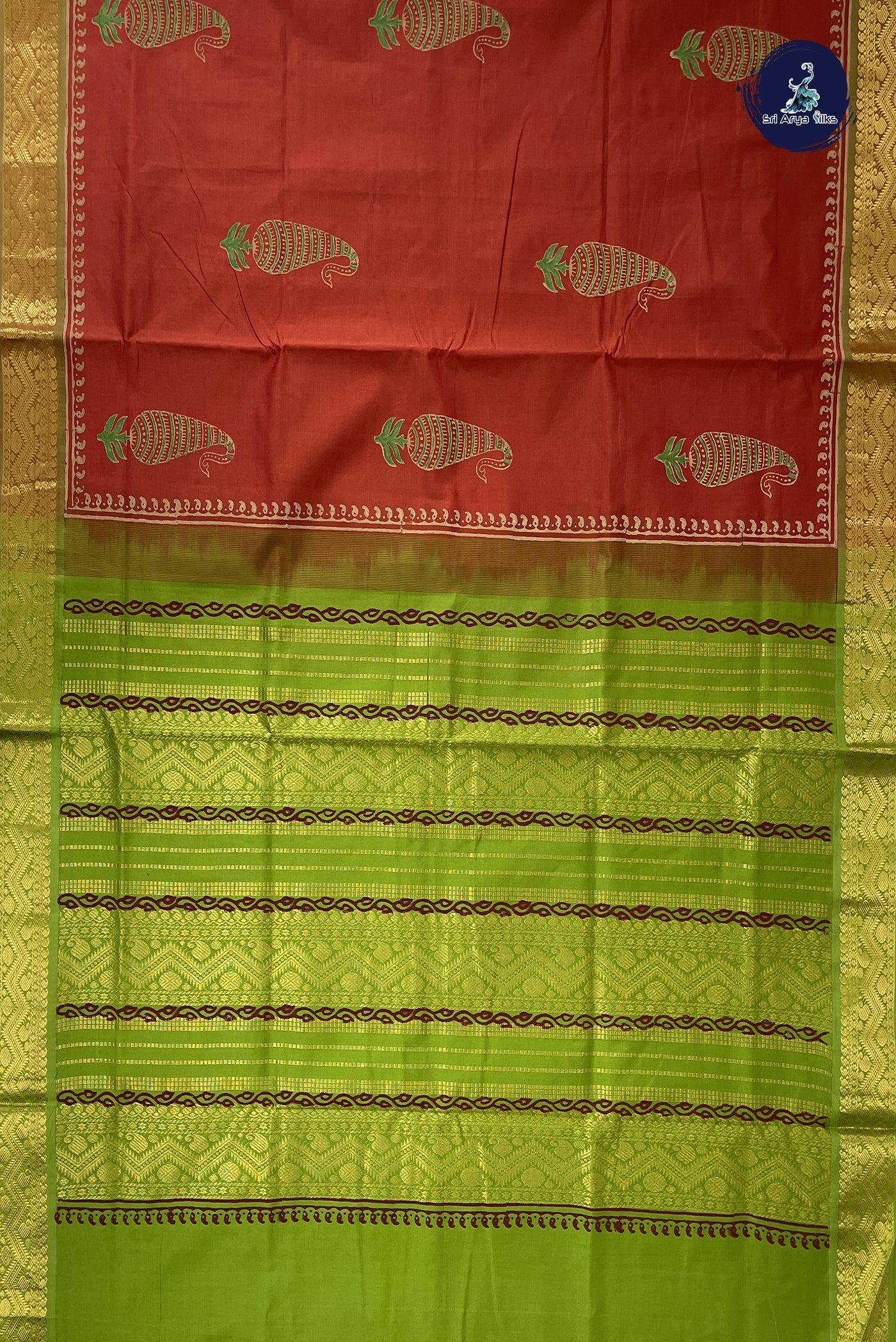 Brown Kanchi Semi Silk Cotton Saree With Printed Pattern