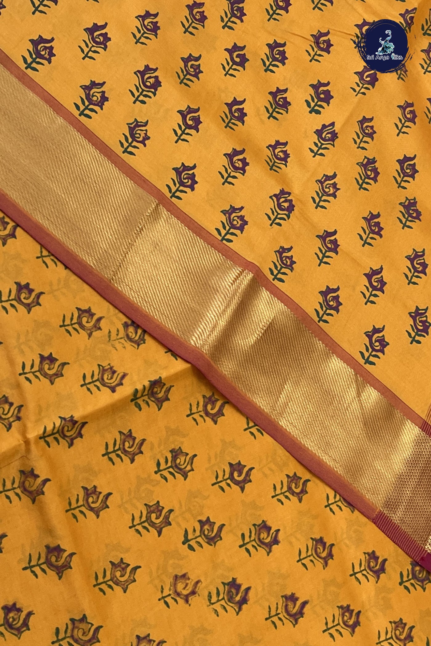 Mustard Kanchi Semi Silk Cotton Saree With Printed Pattern