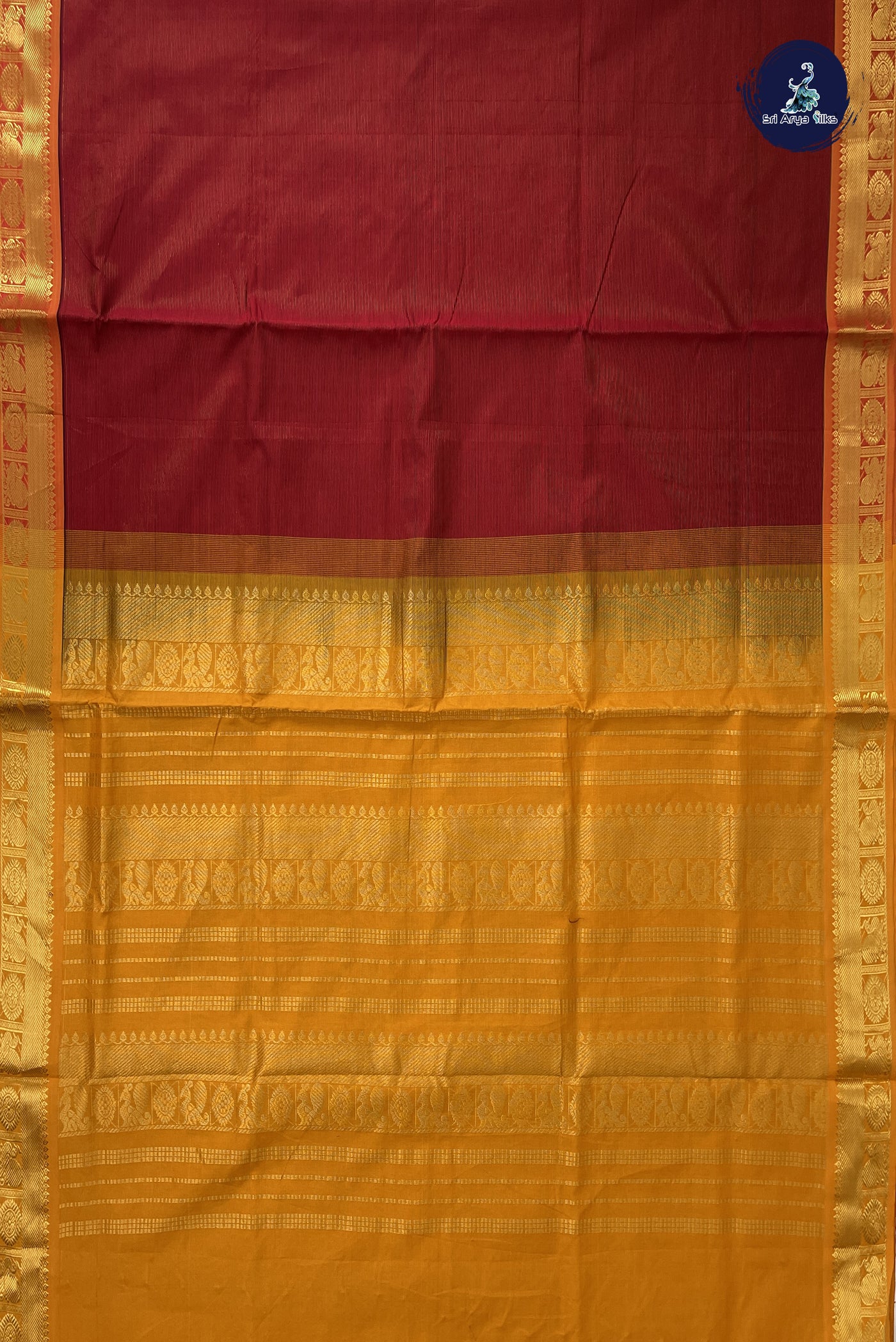 Arakku Kanchi Semi Silk Cotton Saree With Vaira Oosi Pattern
