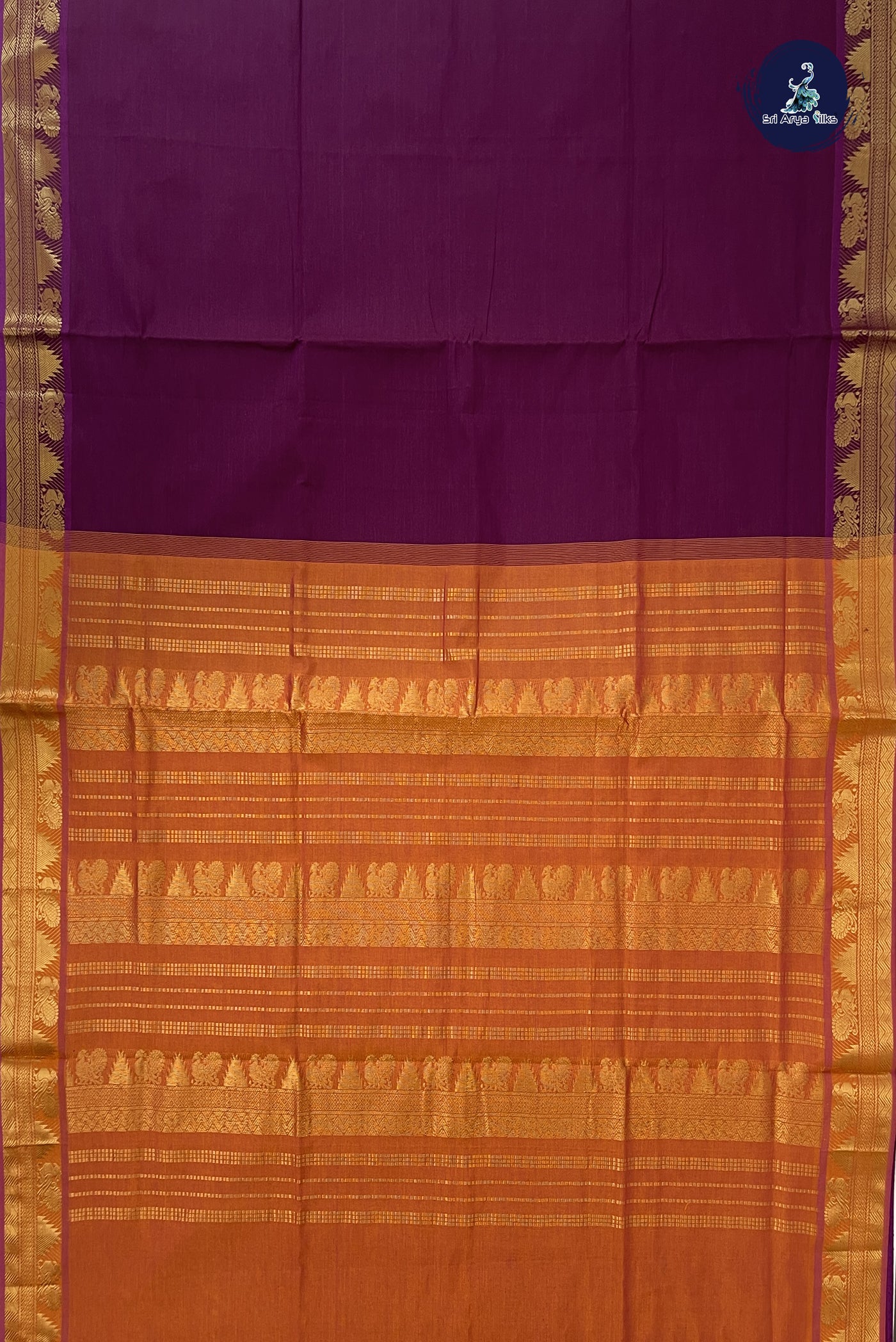 Light Burgundy Kanchi Semi Silk Cotton Saree With Plain Pattern