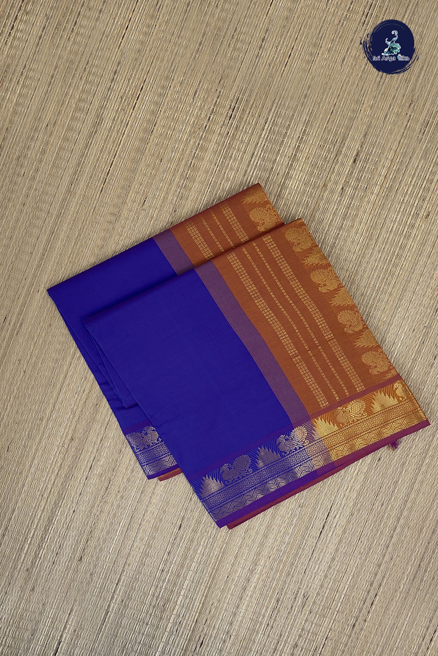 Violet Kanchi Semi Silk Cotton Saree With Plain Pattern
