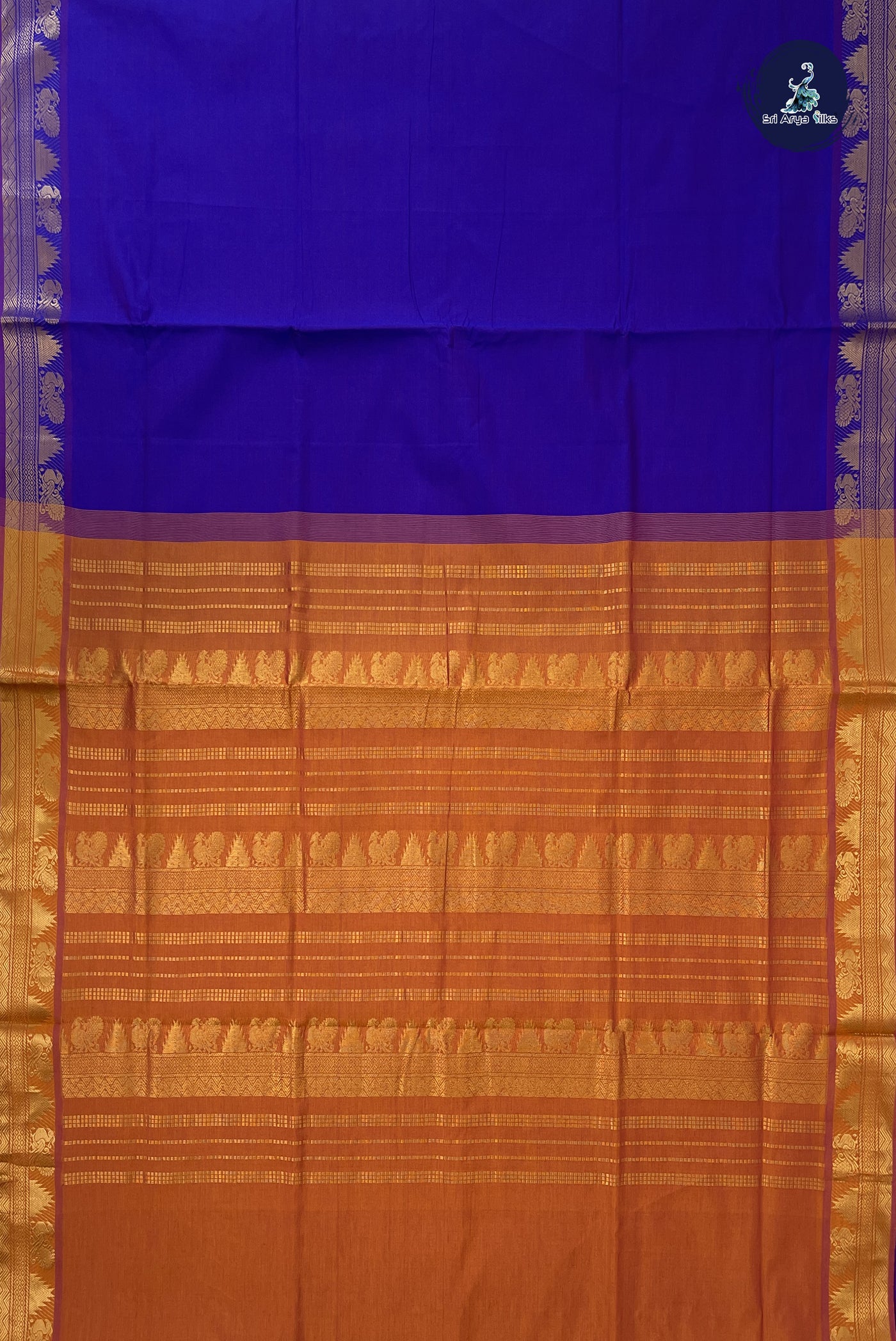 Violet Kanchi Semi Silk Cotton Saree With Plain Pattern
