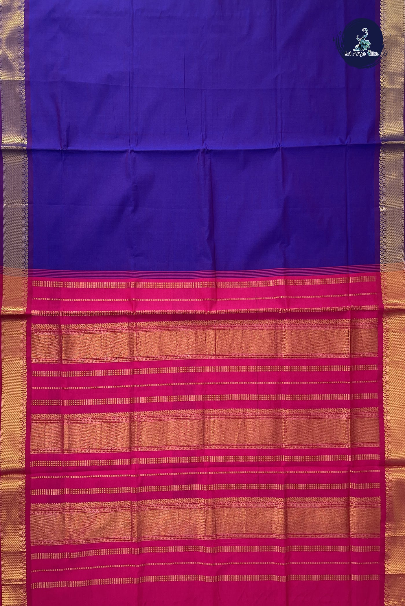 Violet Kanchi Semi Silk Cotton Saree With Plain Pattern