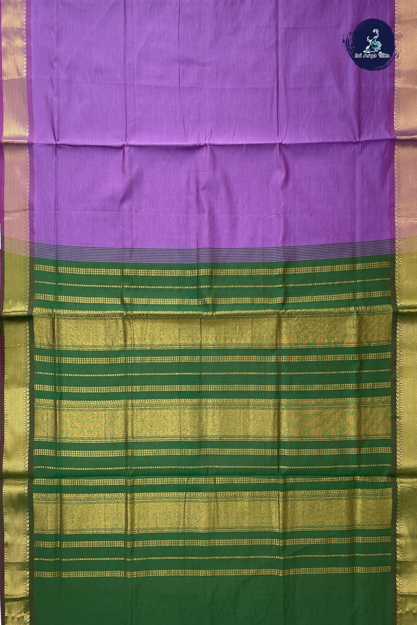 Lavender Kanchi Semi Silk Cotton Saree With Plain Pattern