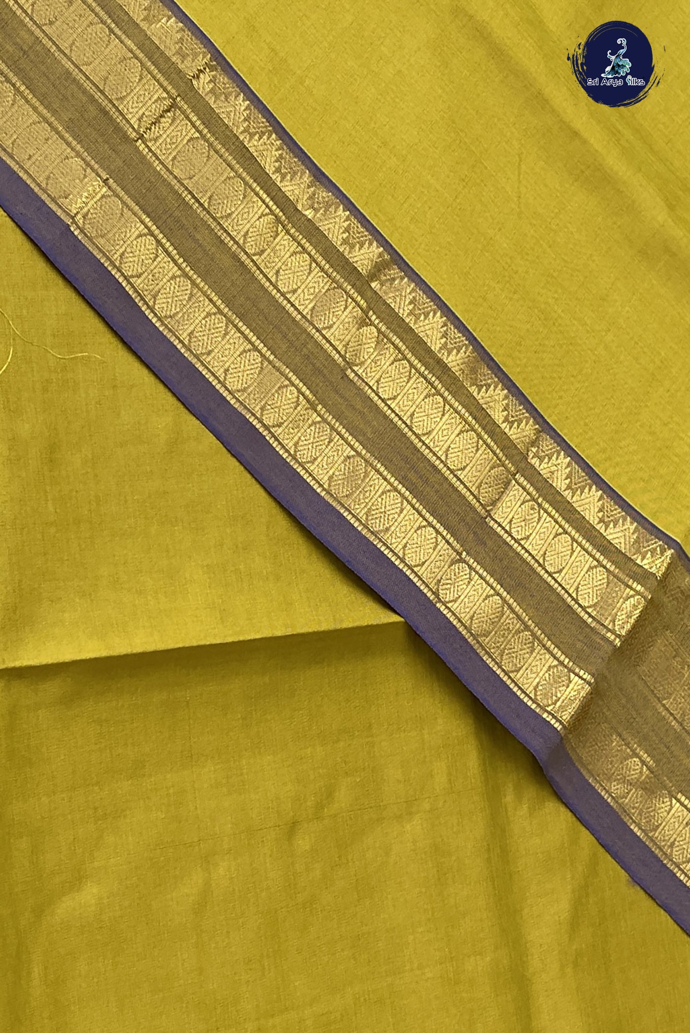Mustard Kanchi Semi Silk Cotton Saree With Plain Pattern