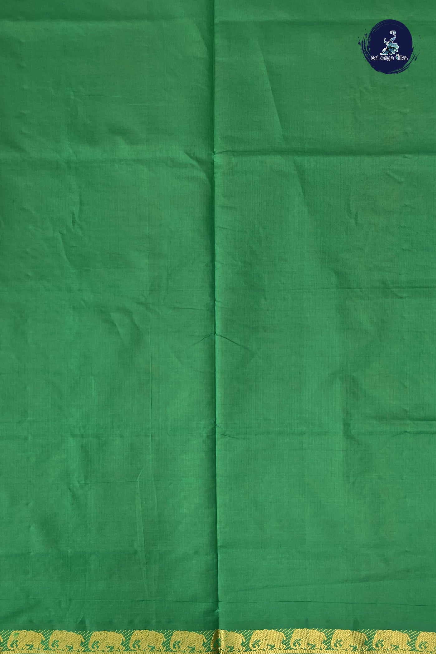 Orange Kanchi Semi Silk Cotton Saree With Plain Pattern