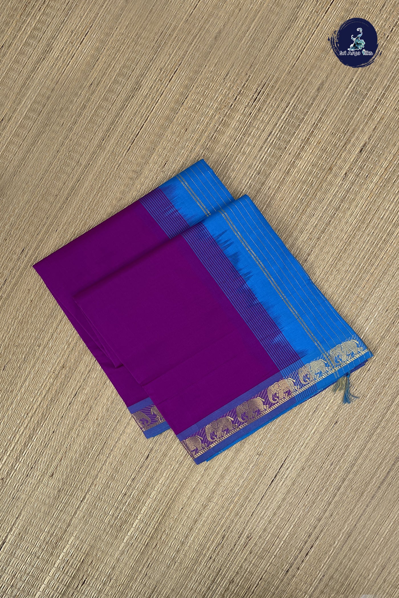 Vadamalli Kanchi Semi Silk Cotton Saree With Plain Pattern