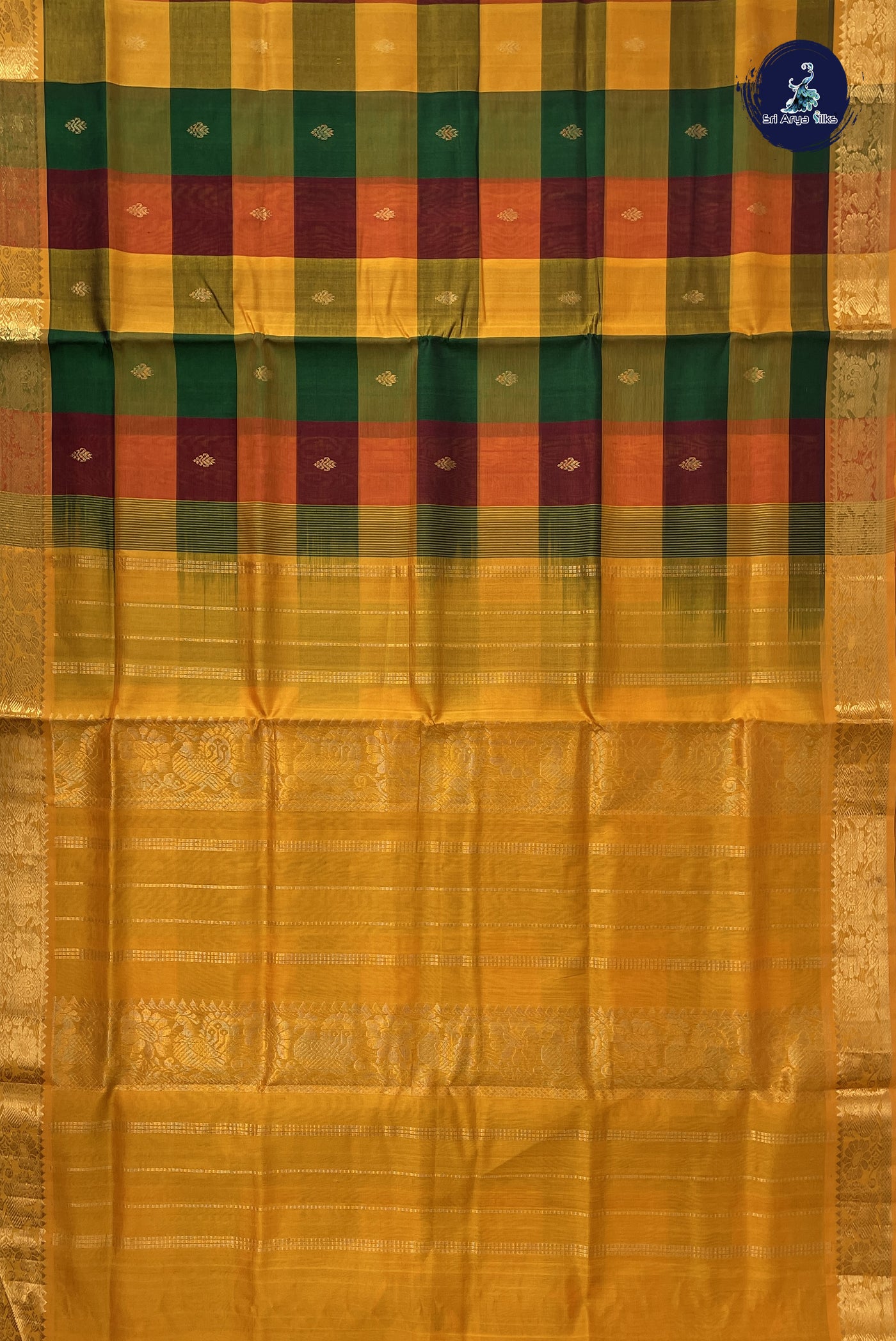 Multi Colour Simple Silk Cotton Saree With Paalum Pazham Kattam Pattern