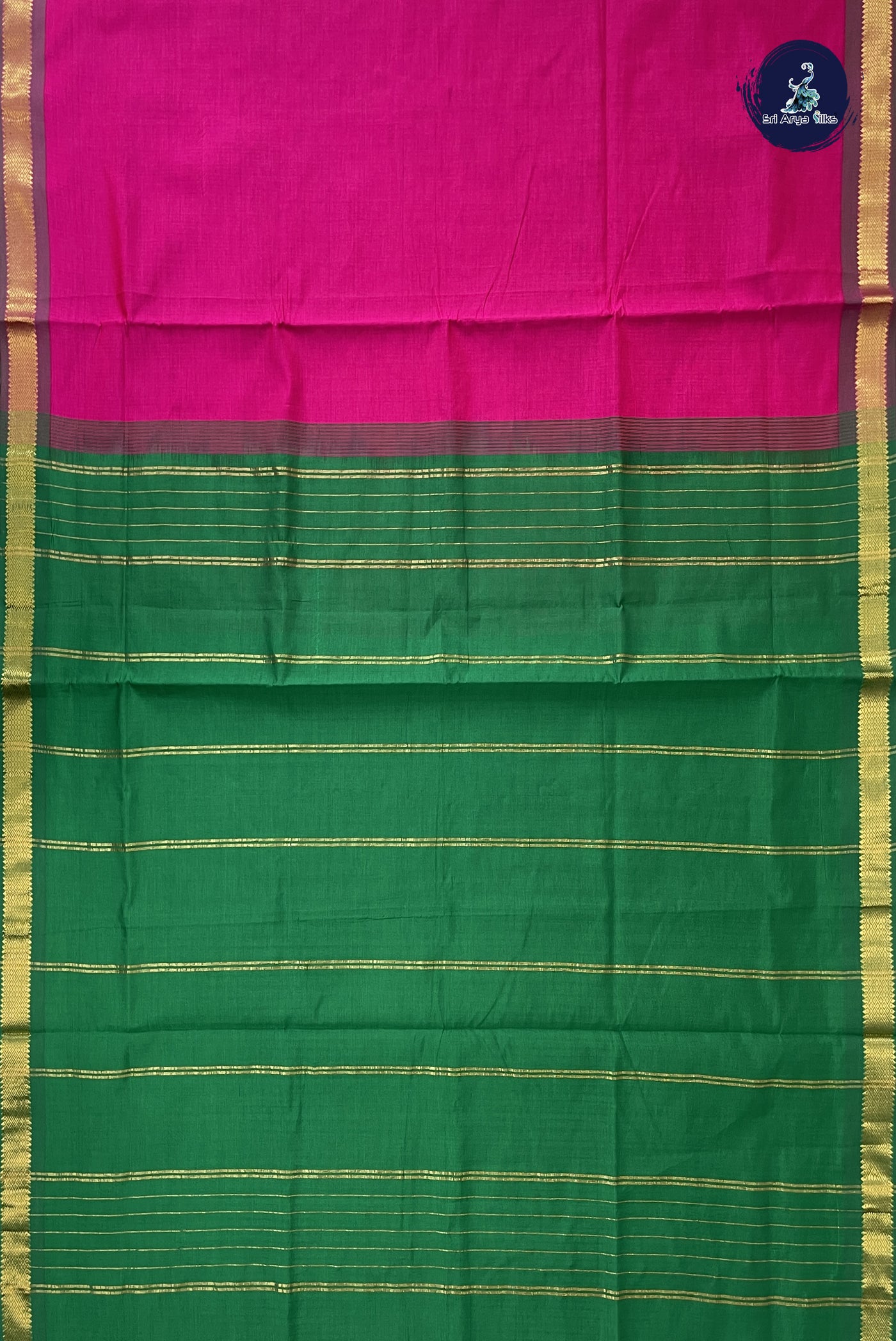 Rani Pink Kanchi Semi Silk Cotton Saree With Plain Pattern