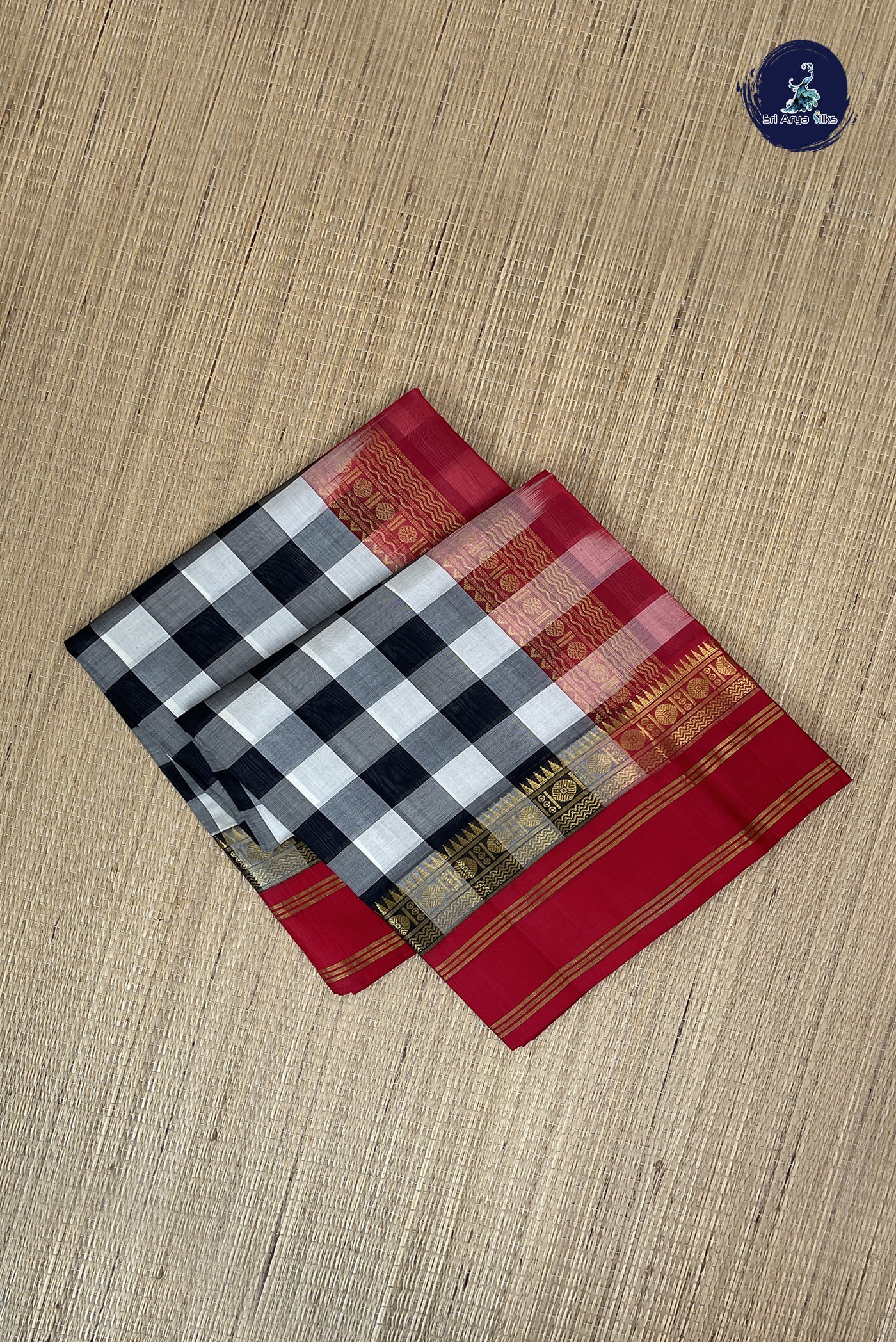 Multi Colour Checked Saree With Paalum Pazham Kattam Pattern