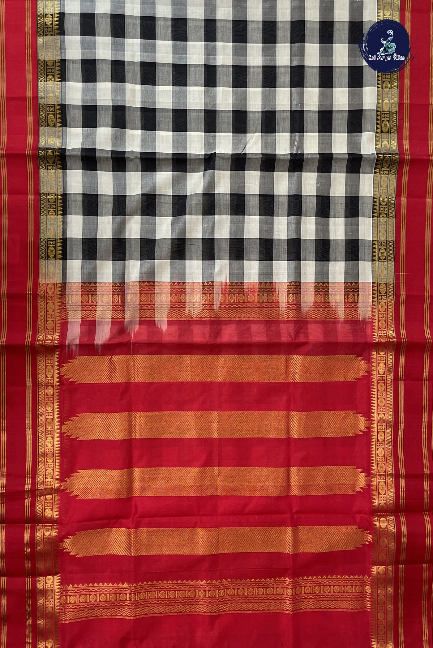Multi Colour Checked Saree With Paalum Pazham Kattam Pattern