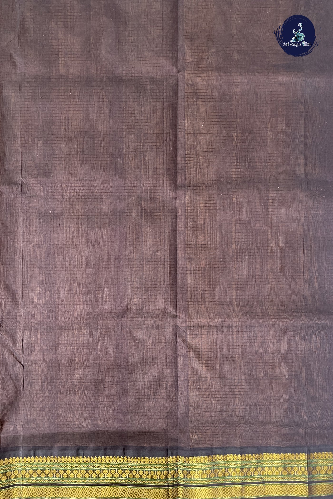 Light Brown Checked Saree With Checked Pattern