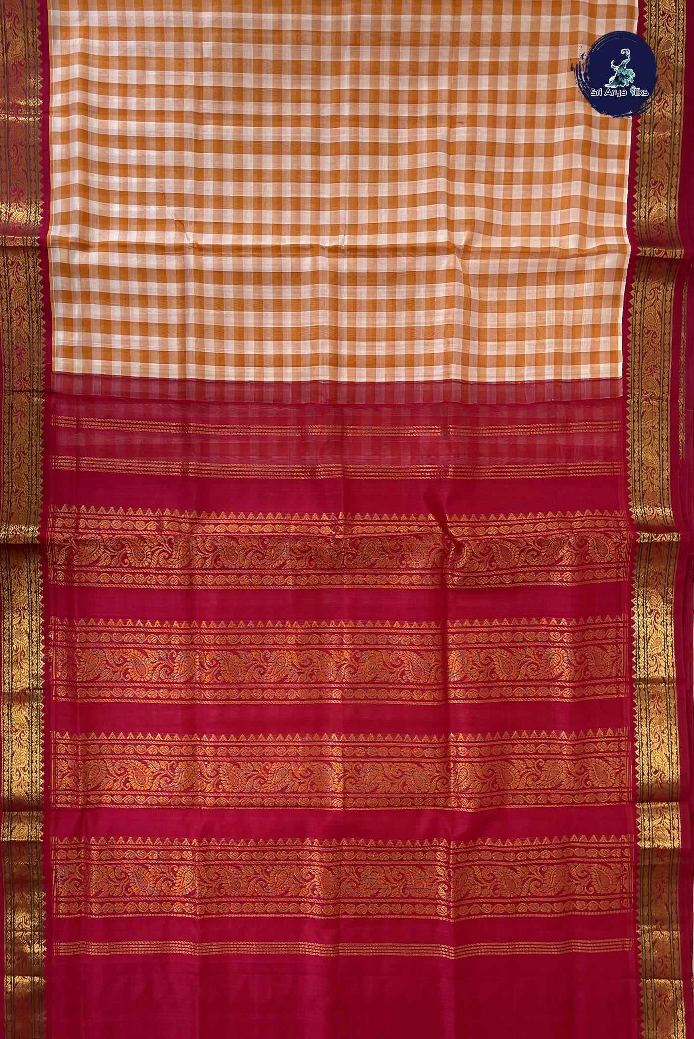 Multi Colour Checked Saree With Paalum Pazham Kattam Pattern