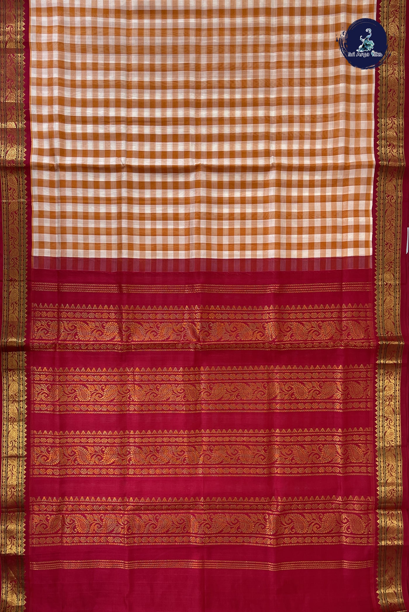 Multi Colour Checked Saree With Paalum Pazham Kattam Pattern
