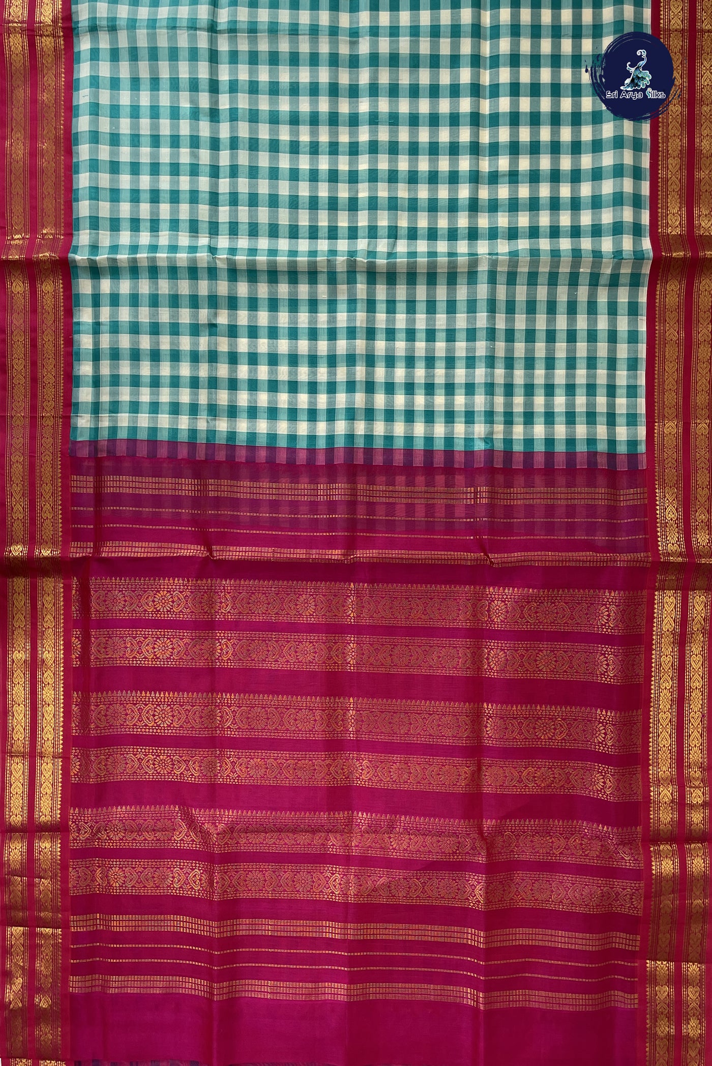 Multi Colour Checked Saree With Paalum Pazham Kattam Pattern