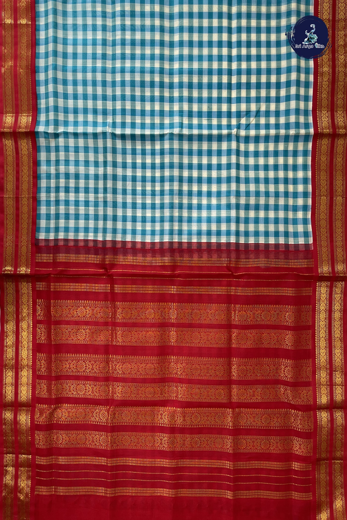 Multi Colour Checked Saree With Paalum Pazham Kattam Pattern