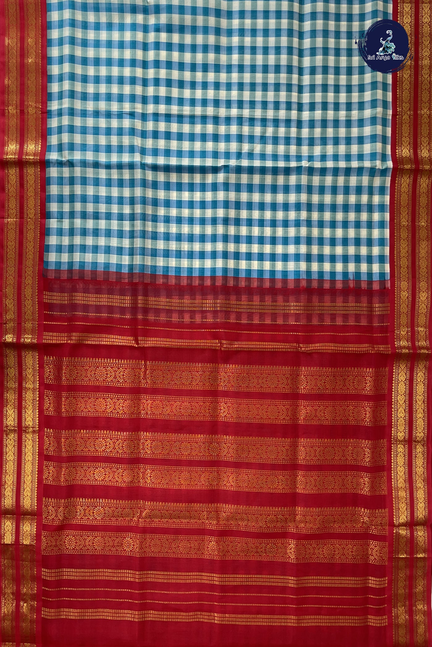 Multi Colour Checked Saree With Paalum Pazham Kattam Pattern