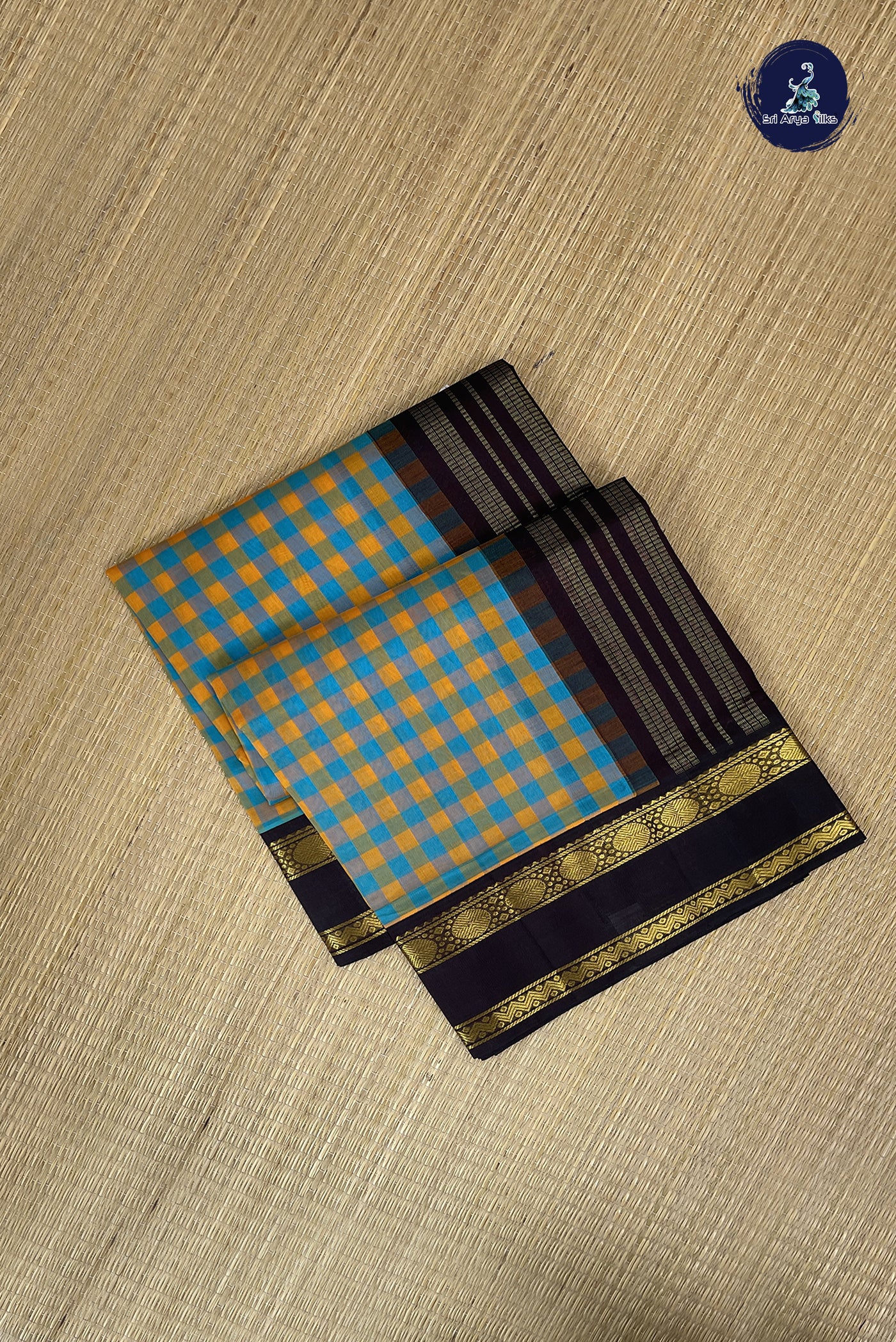 Multi Colour Checked Saree With Paalum Pazham Kattam Pattern