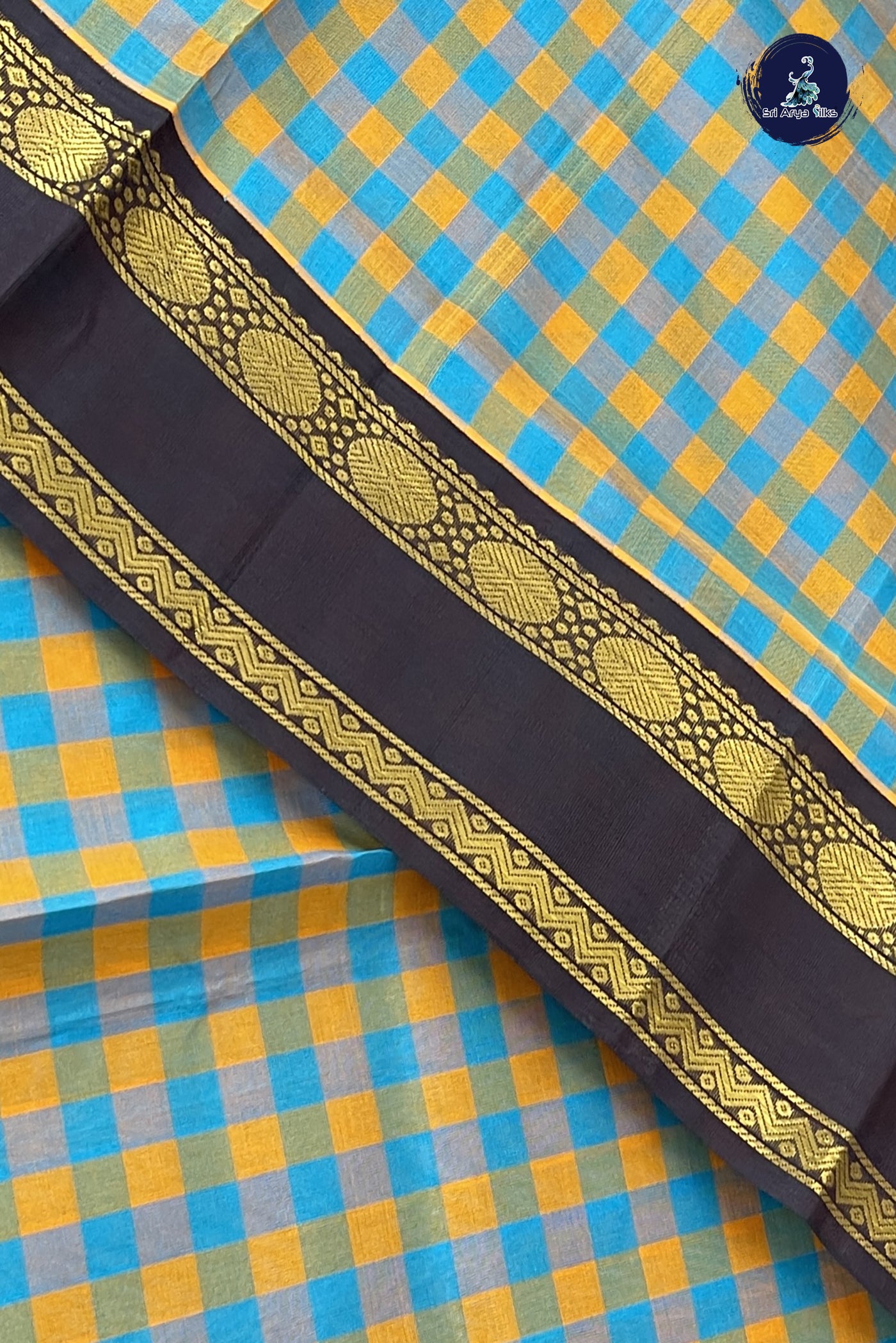 Multi Colour Checked Saree With Paalum Pazham Kattam Pattern