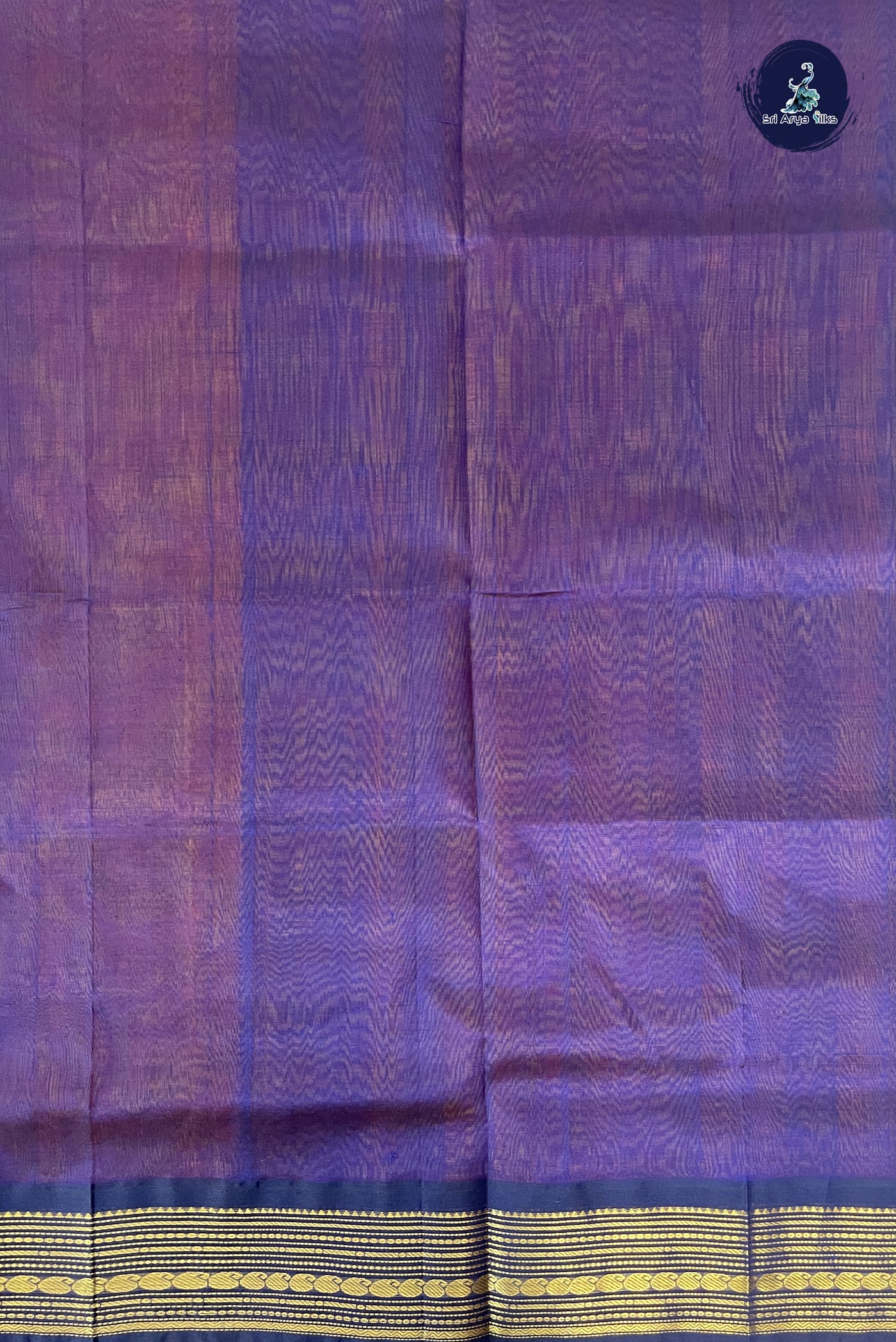Lite Mustard Orange Korvai Silk Cotton Saree With Plain Pattern