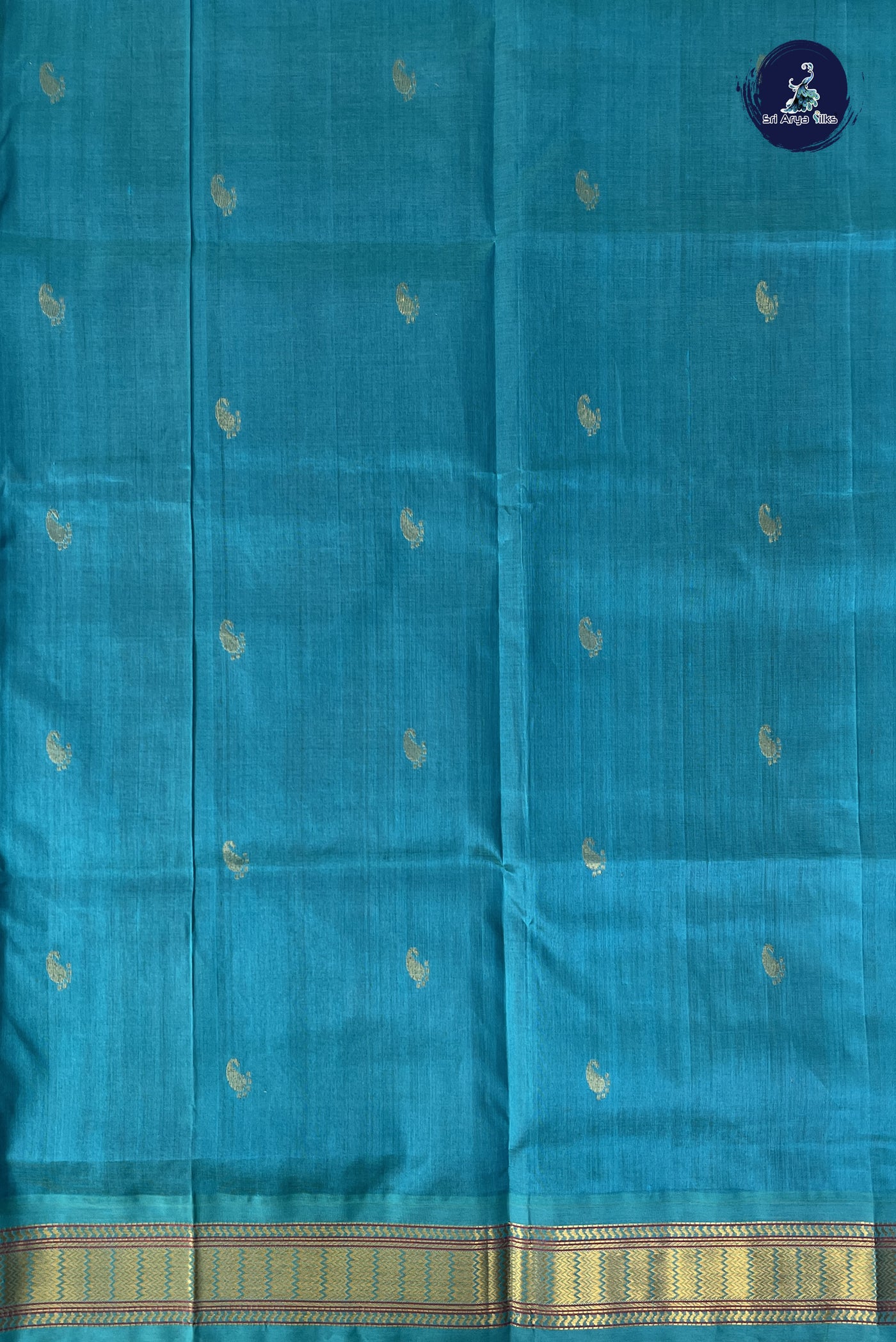 Brown Korvai Silk Cotton Saree With Zari Buttas Pattern