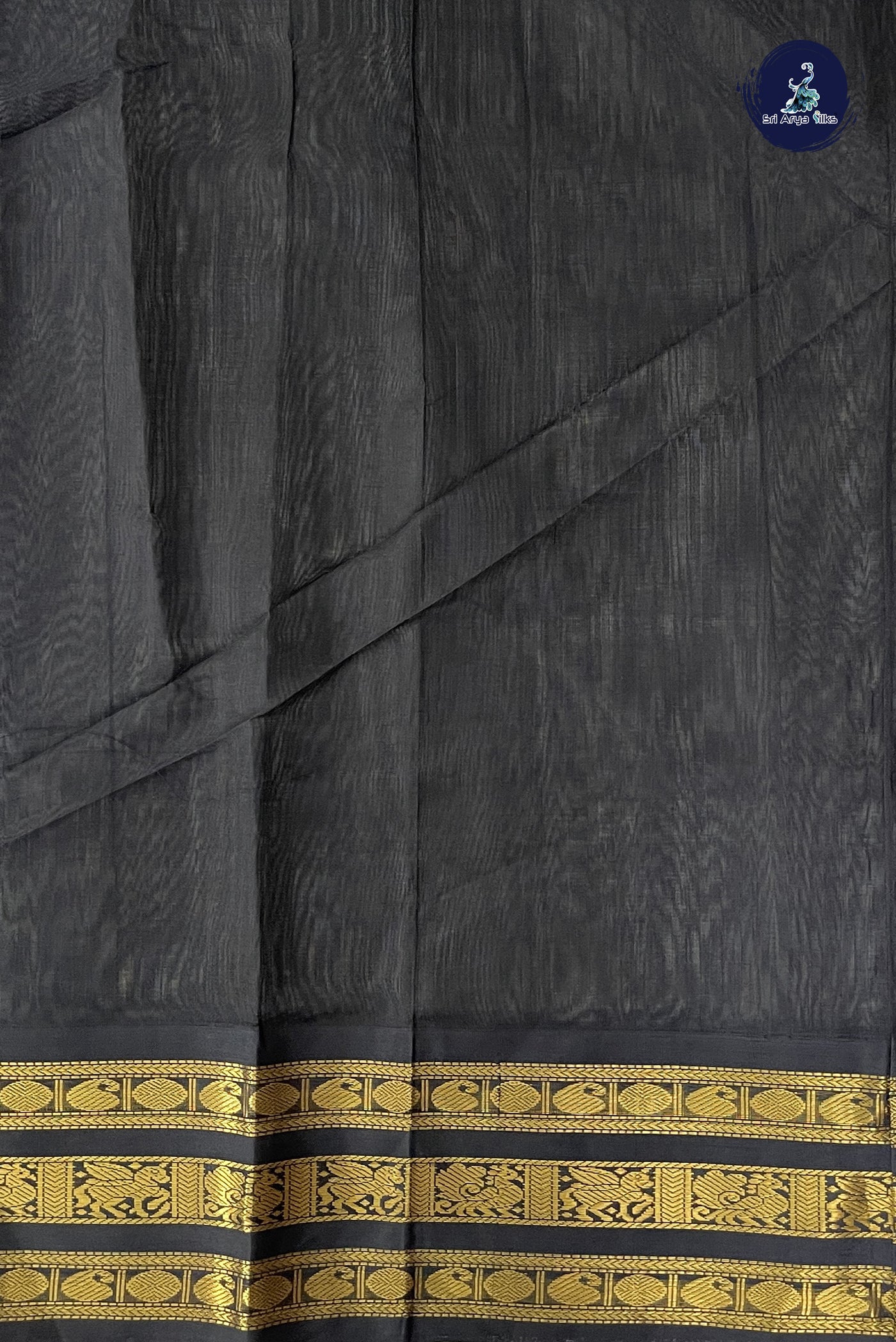 Grey Korvai Silk Cotton Saree With Zari Buttas Pattern