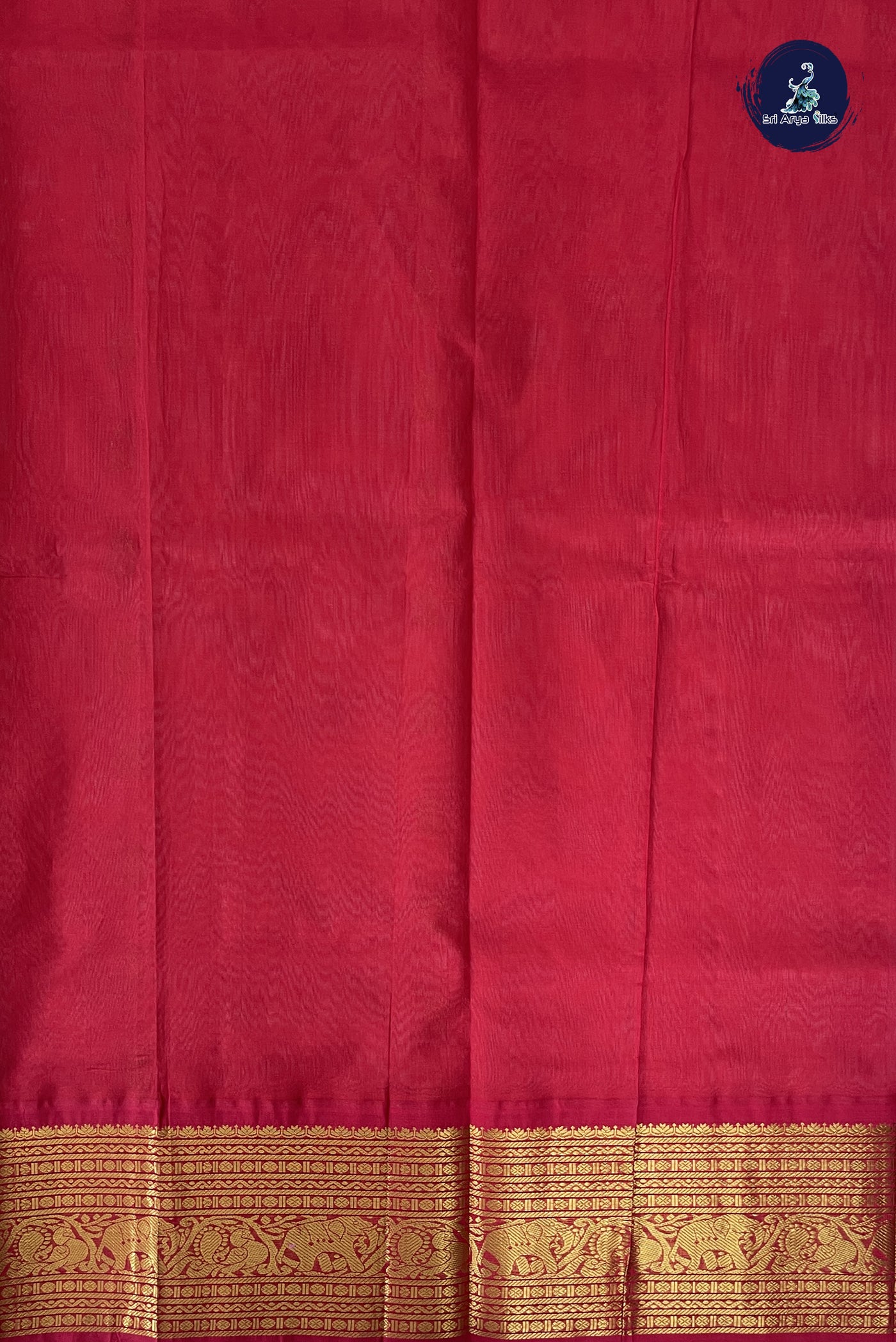 Peach Korvai Silk Cotton Saree With Zari Buttas Pattern