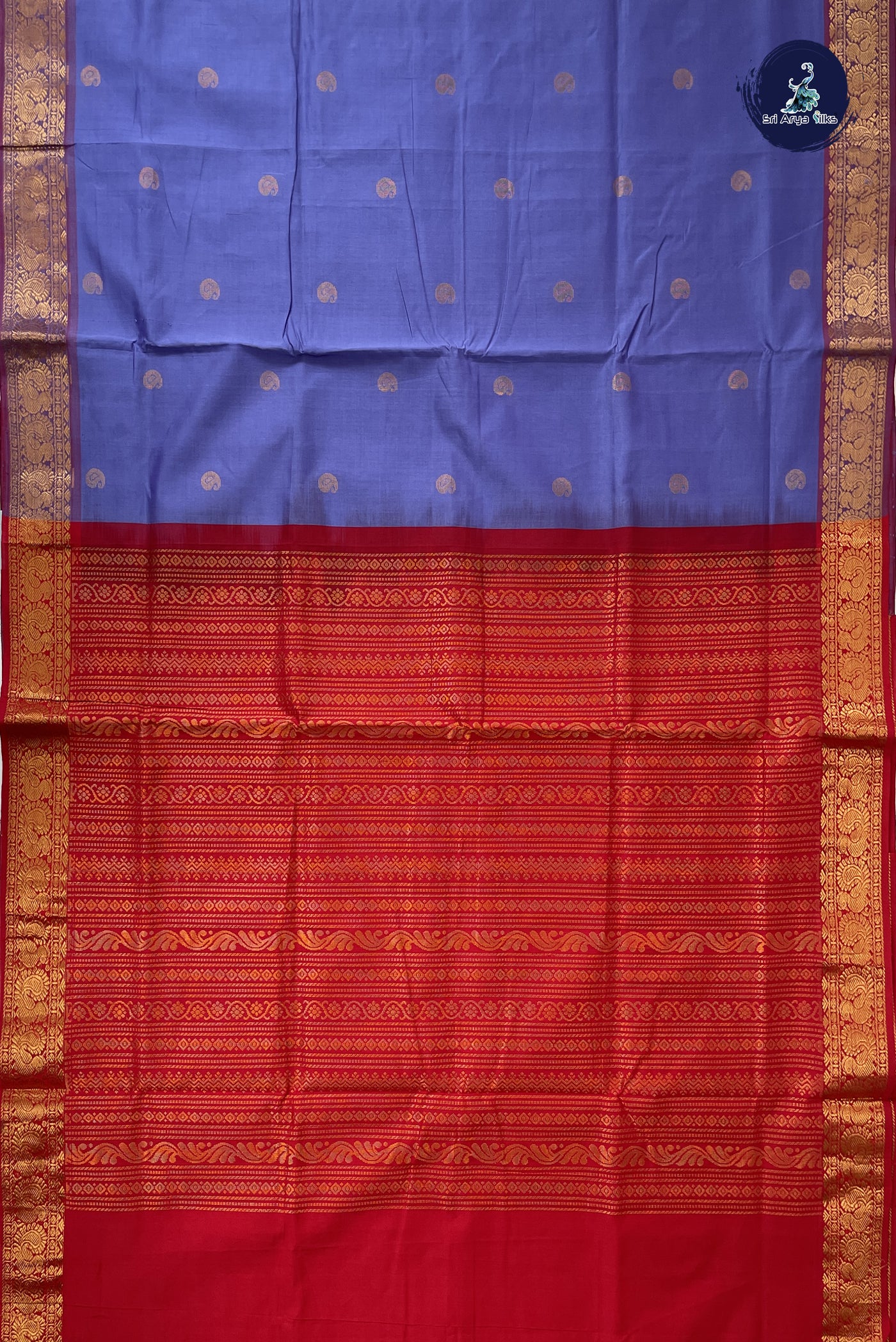 Lavender Kanchi Semi Silk Cotton Saree With Zari Buttas Pattern
