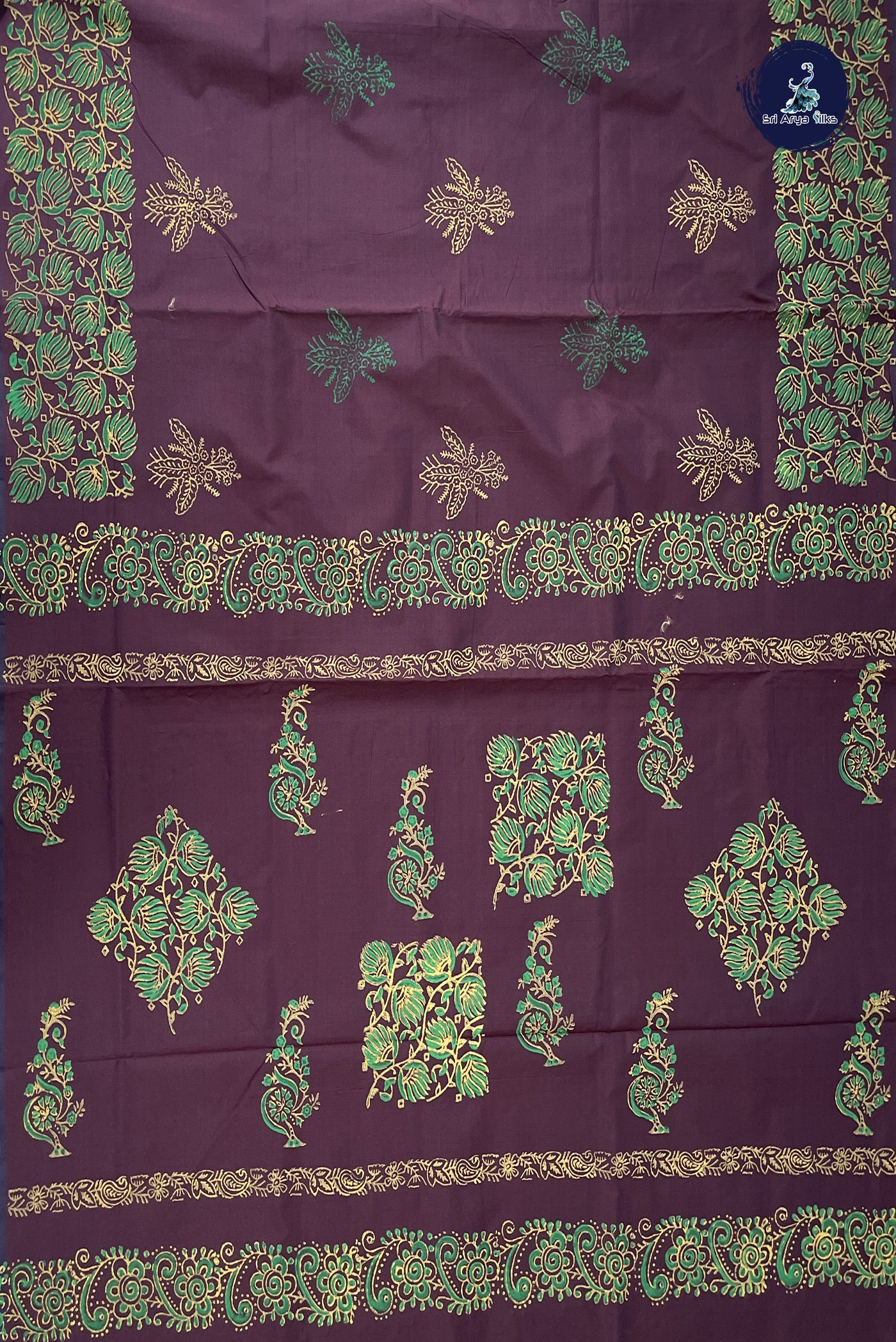 Brown Kanchi Semi Silk Cotton Saree With Printed Pattern