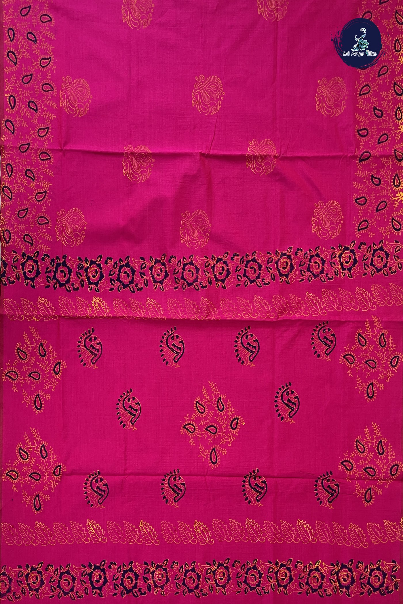 Pink Kanchi Semi Silk Cotton Saree With Printed Pattern