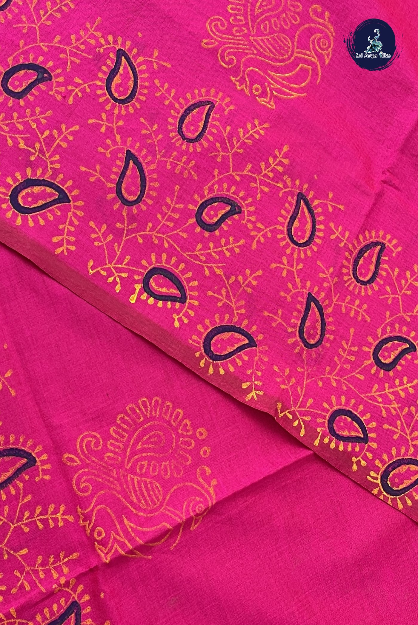 Pink Kanchi Semi Silk Cotton Saree With Printed Pattern