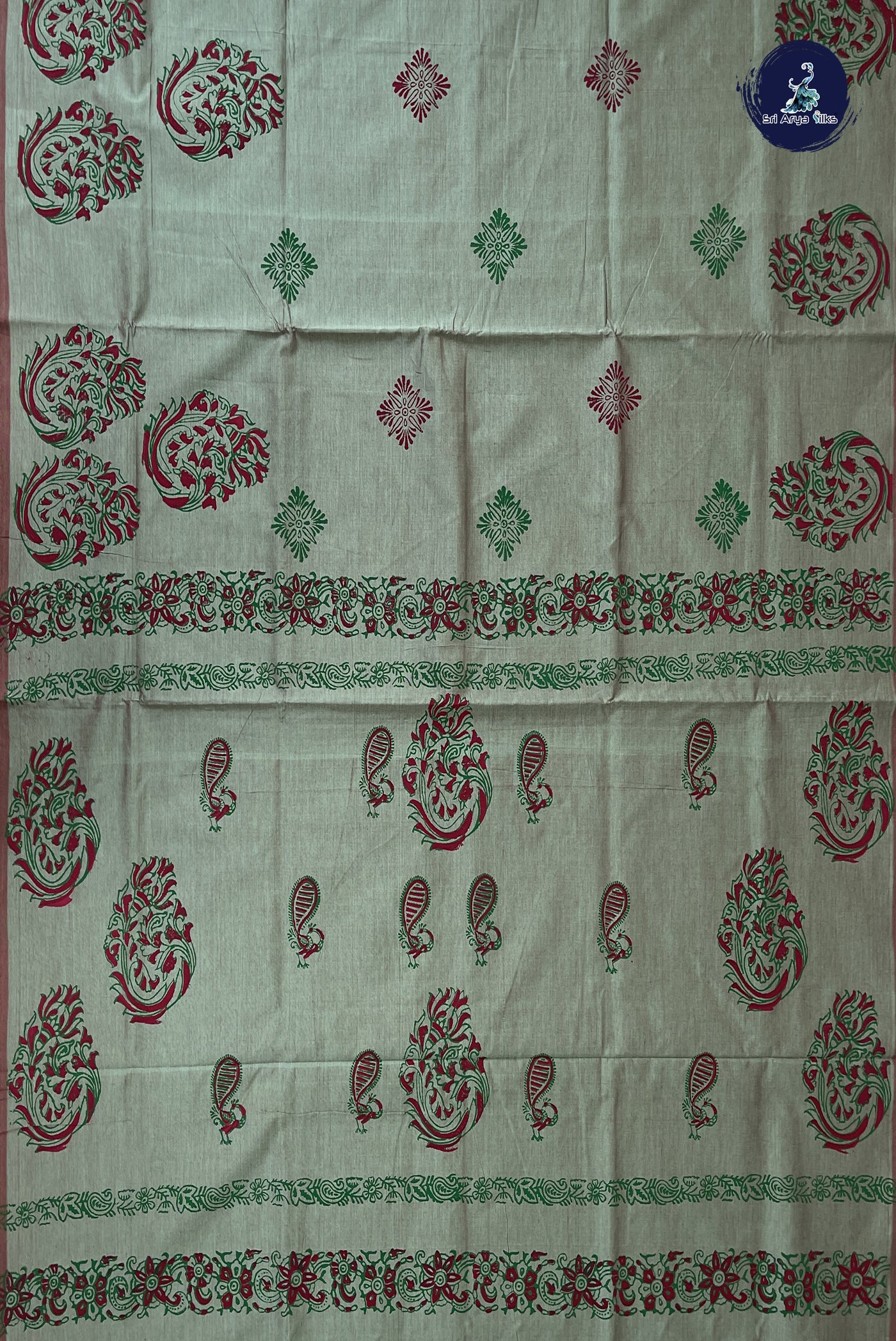 Pastel Shade Kanchi Semi Silk Cotton Saree With Printed Pattern