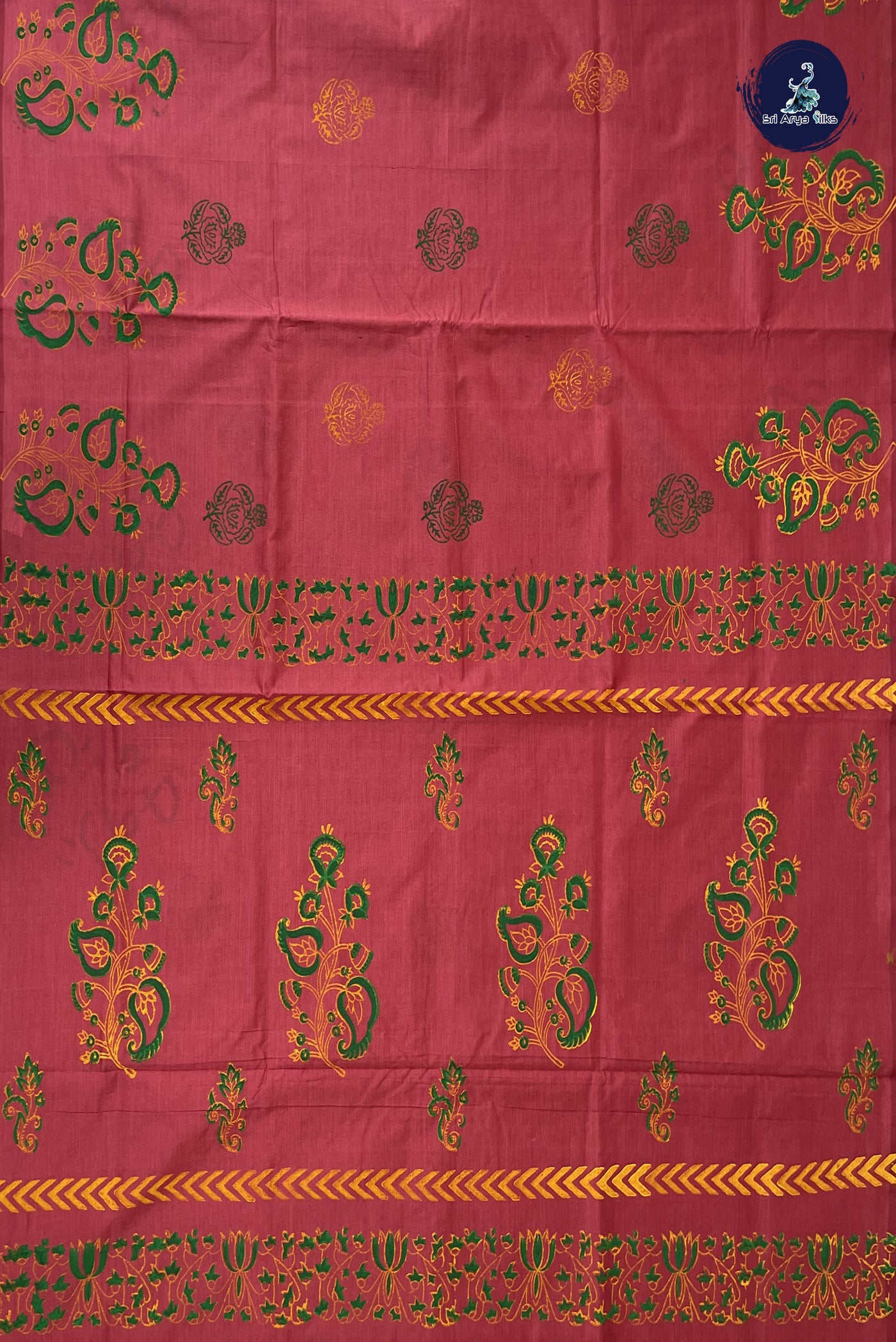 Caramel Pink Kanchi Semi Silk Cotton Saree With Printed Pattern