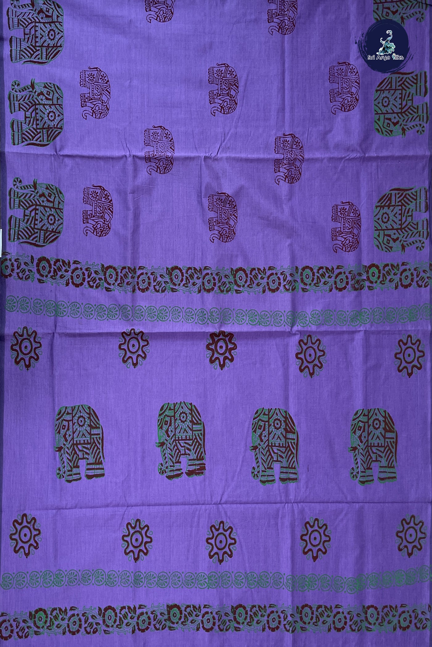 Lavender Kanchi Semi Silk Cotton Saree With Printed Pattern