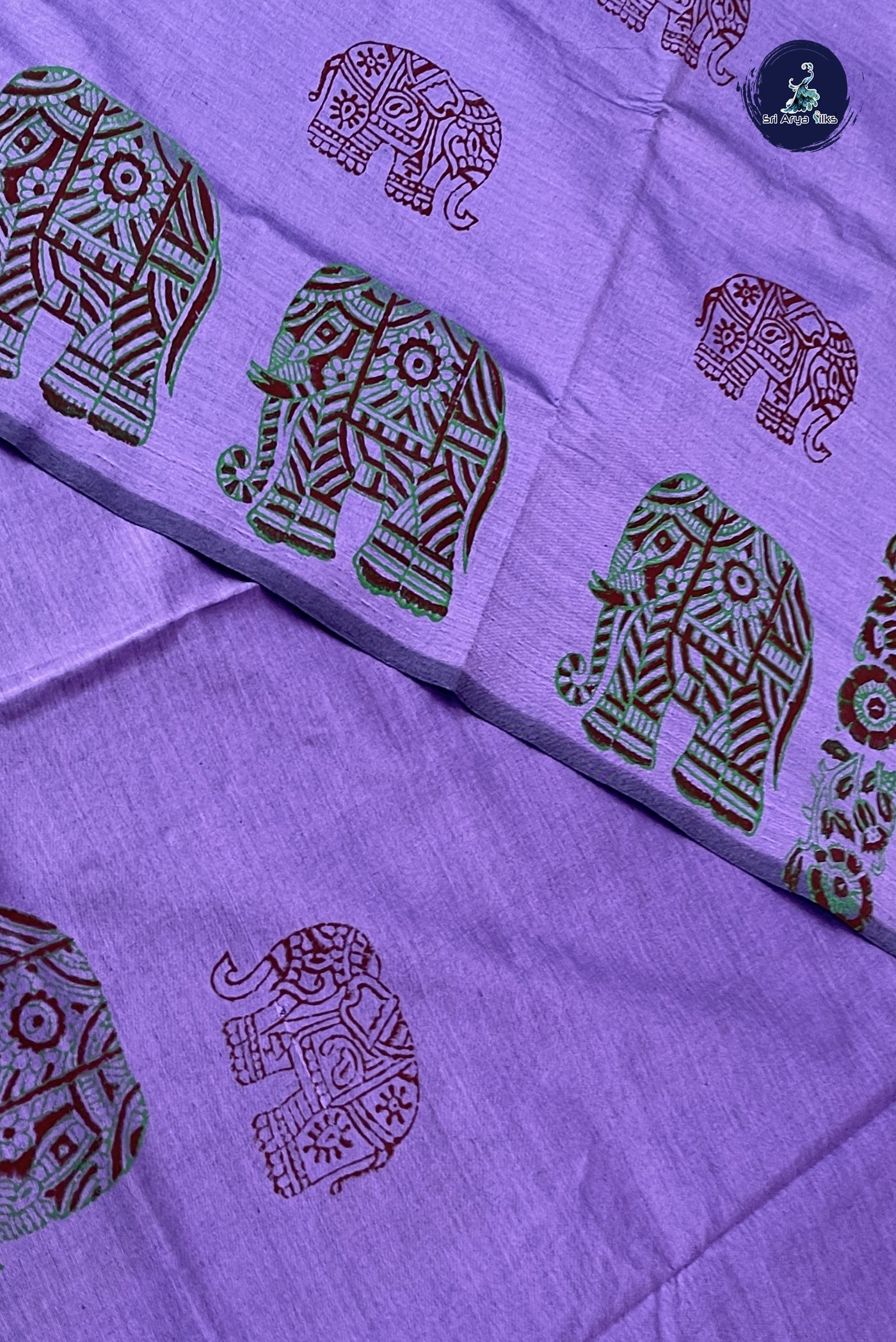 Lavender Kanchi Semi Silk Cotton Saree With Printed Pattern