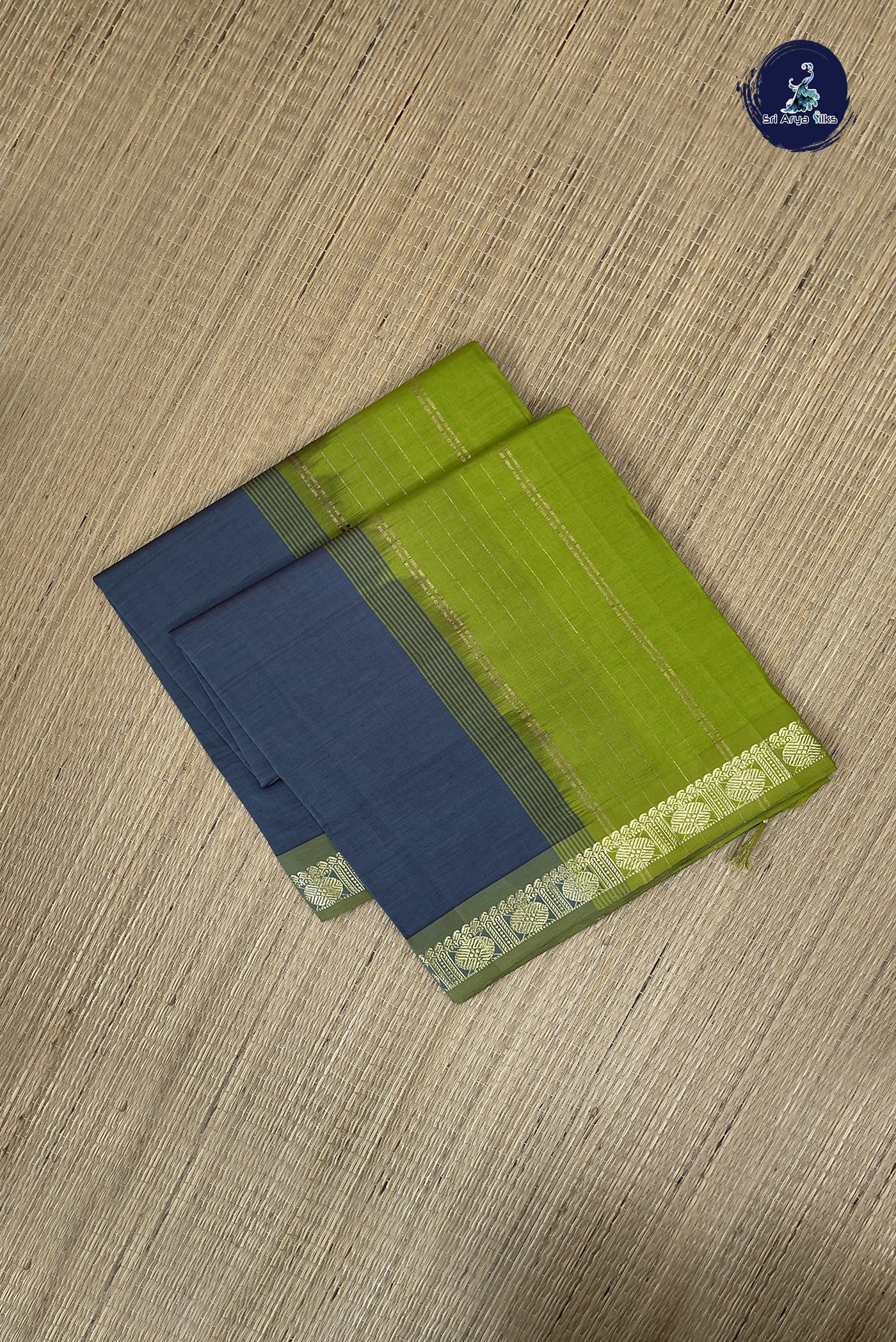 Grey Kanchi Semi Silk Cotton Saree With Plain Pattern
