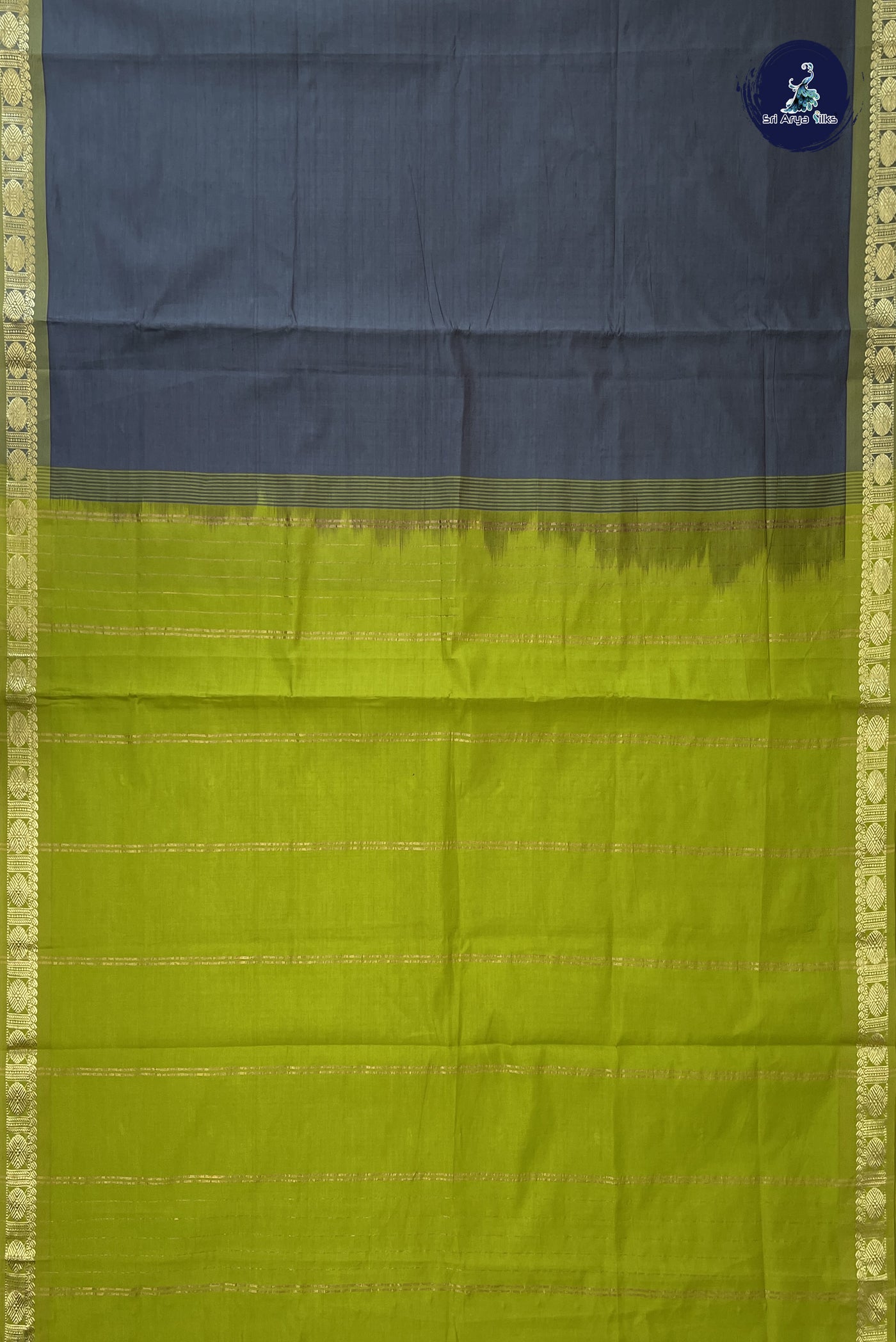 Grey Kanchi Semi Silk Cotton Saree With Plain Pattern