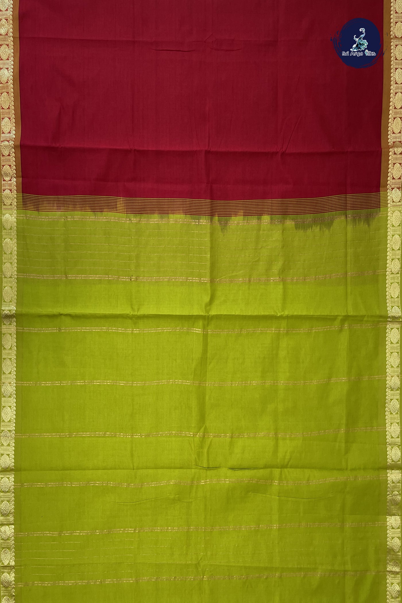 Maroon Kanchi Semi Silk Cotton Saree With Plain Pattern