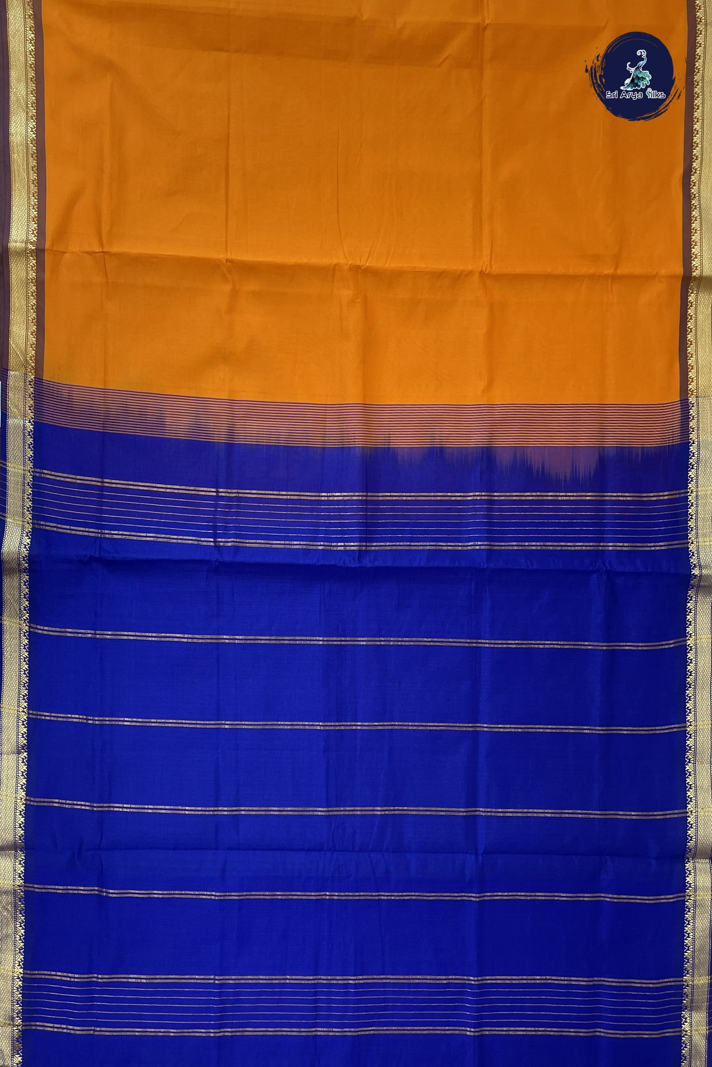 Turmeric Yellow Kanchi Semi Silk Cotton Saree With Plain Pattern