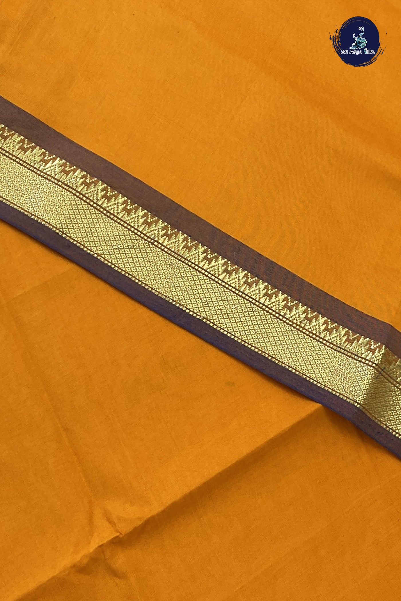 Turmeric Yellow Kanchi Semi Silk Cotton Saree With Plain Pattern